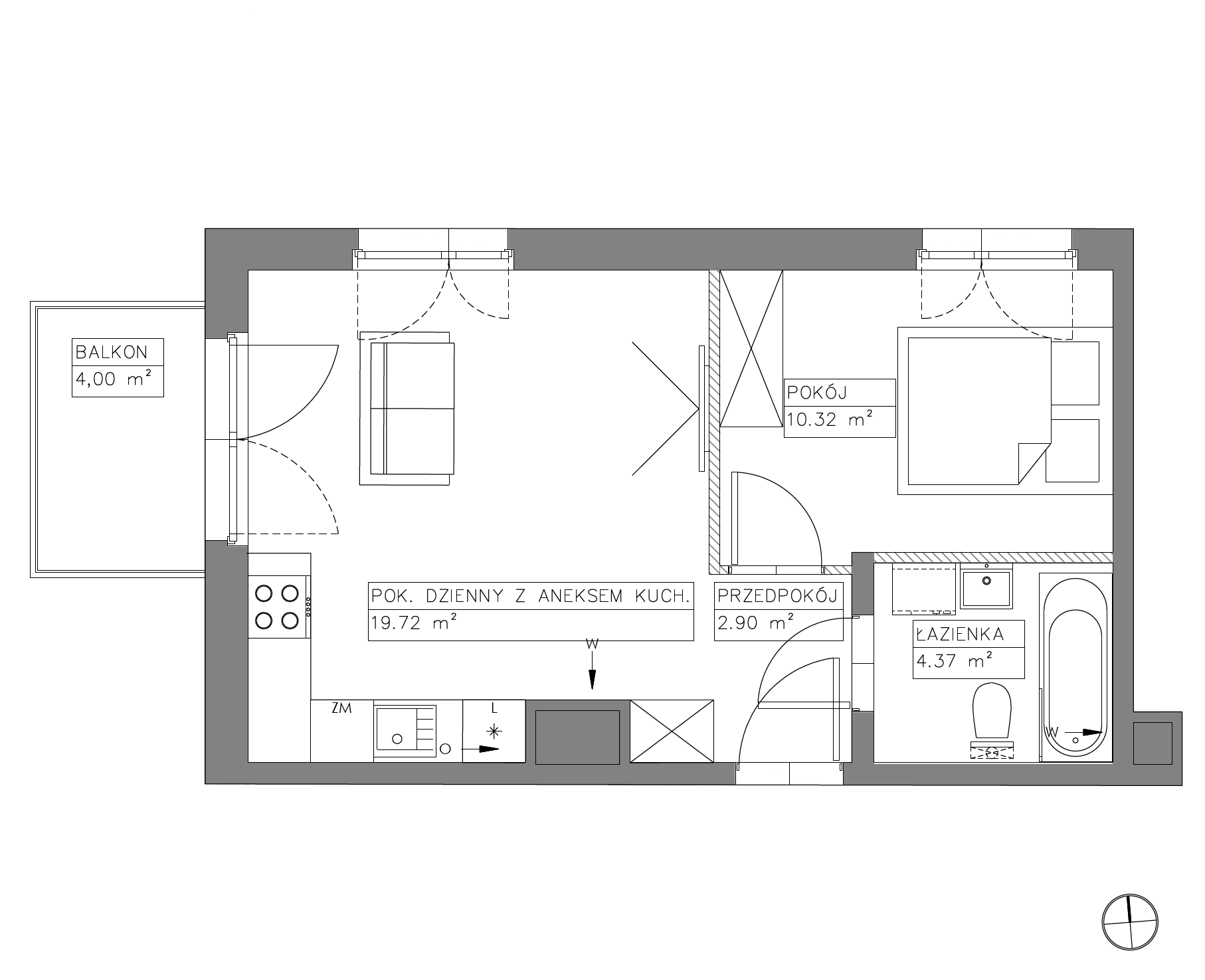 Plan 2 pok. 37m²