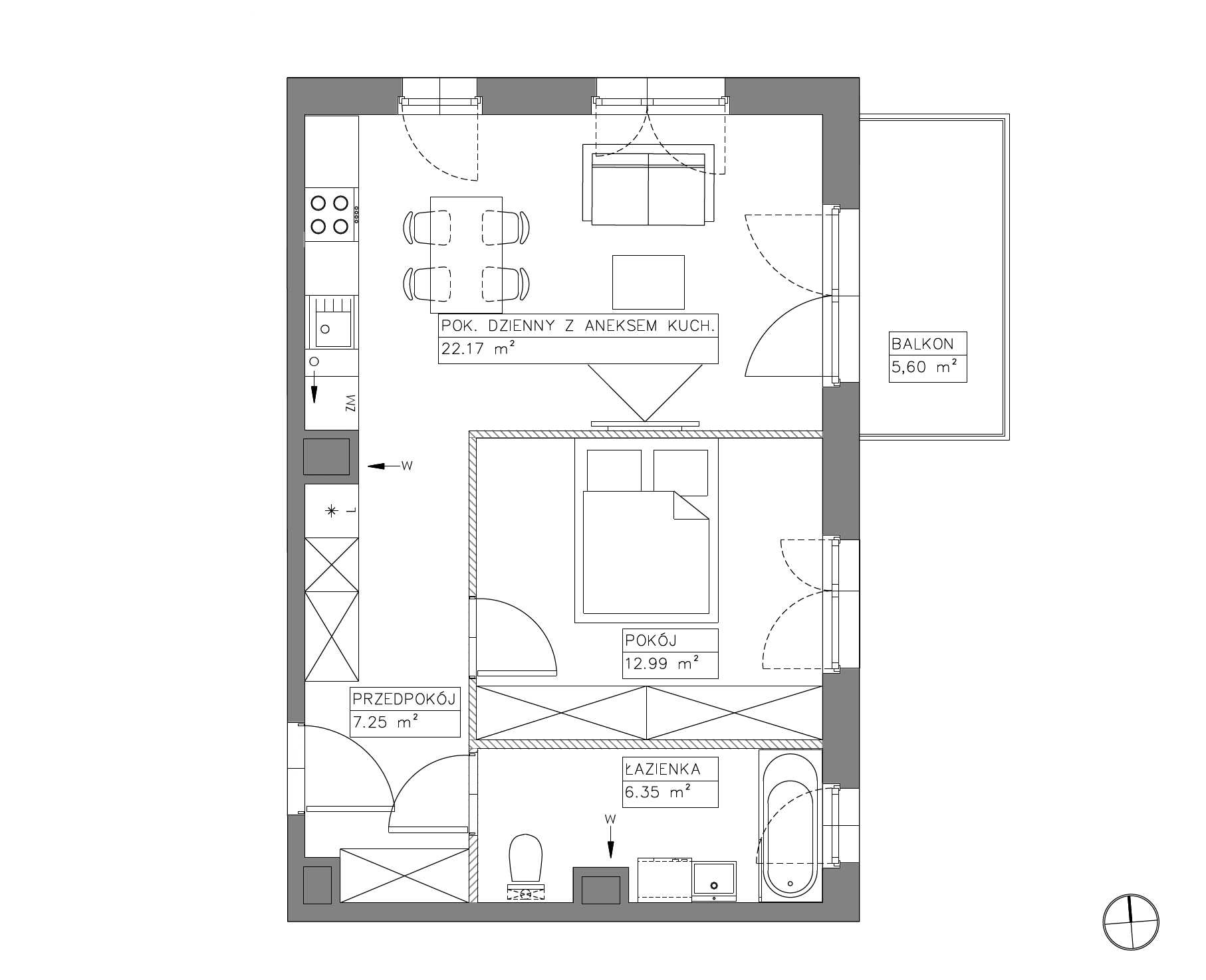 Plan 2 pok. 49m²