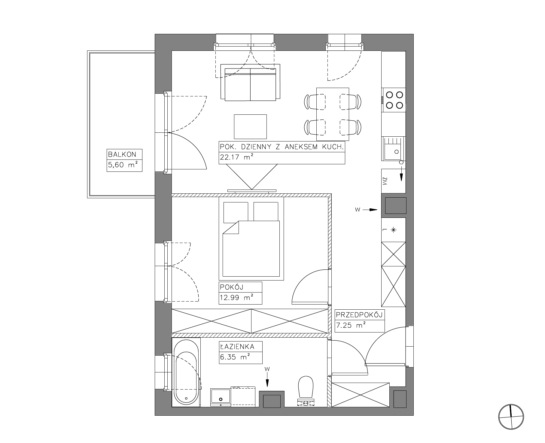 Plan 2 pok. 49m²