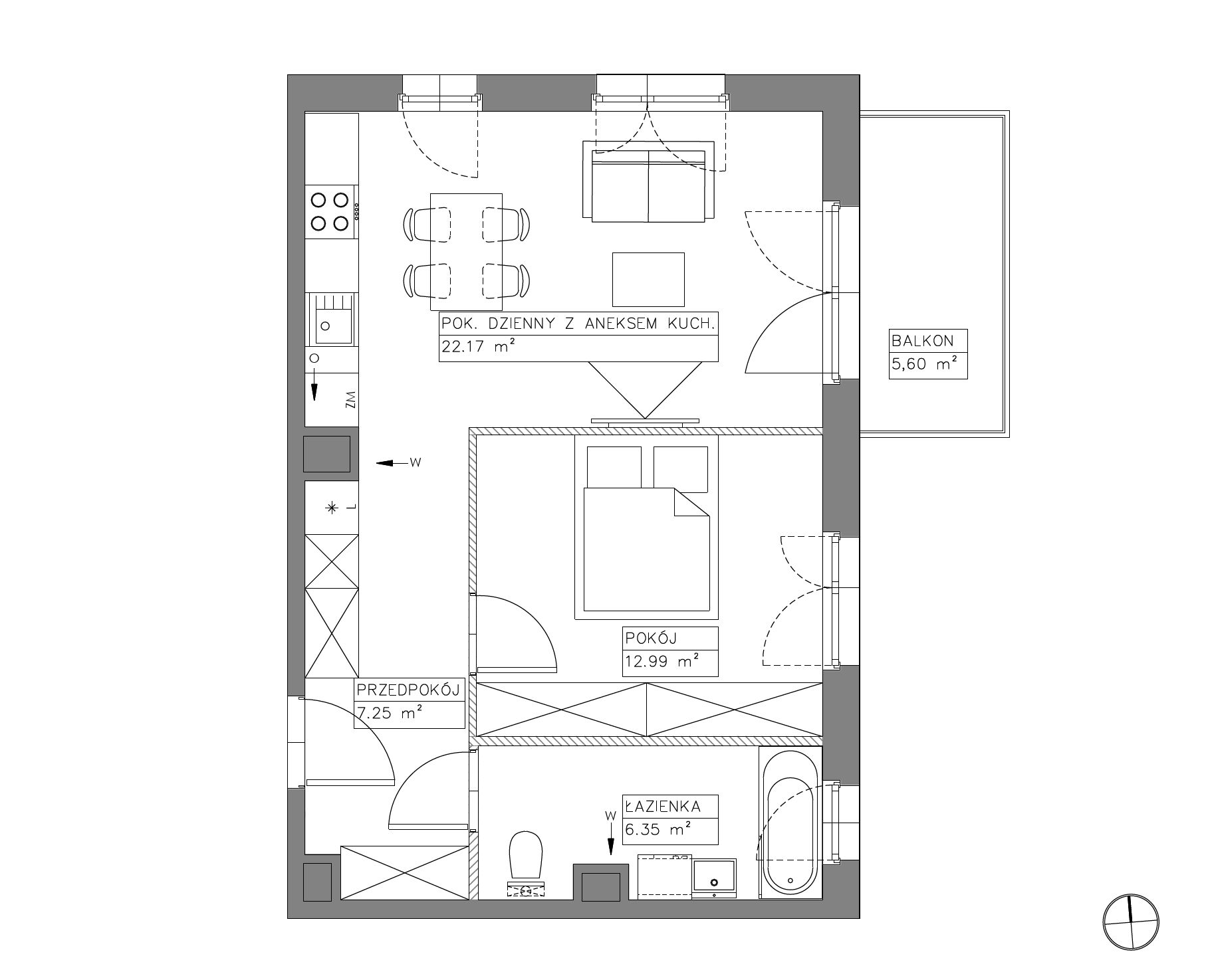 Plan 2 pok. 49m²