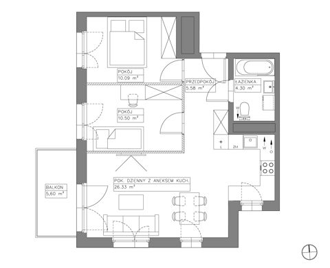 Plan 3 pok. 57m²