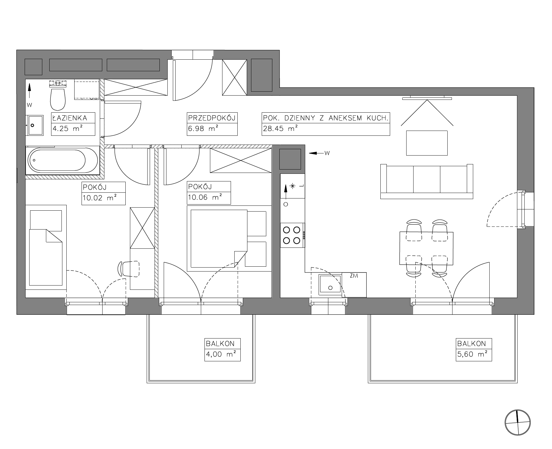 Plan 3 pok. 60m²