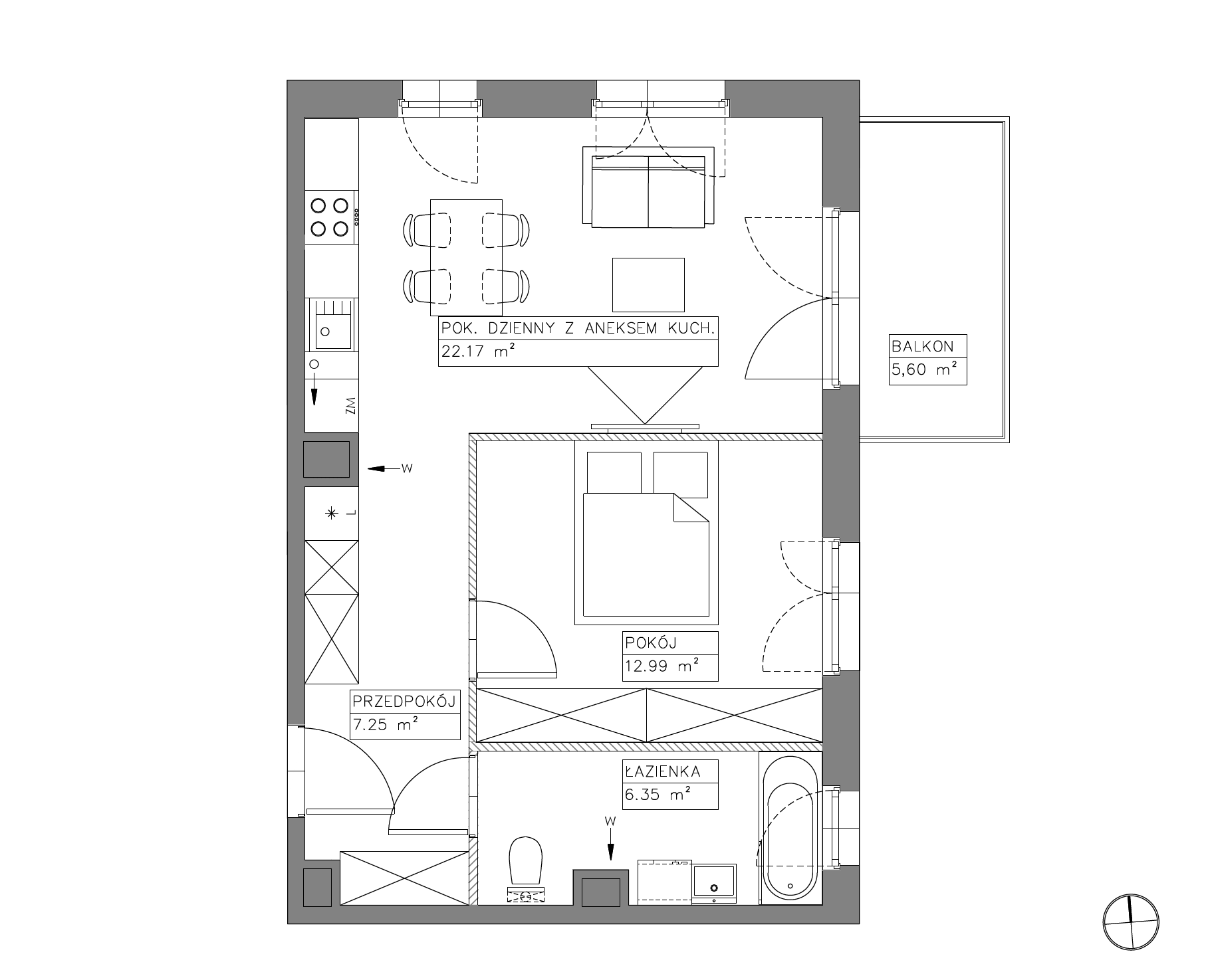 Plan 2 pok. 49m²