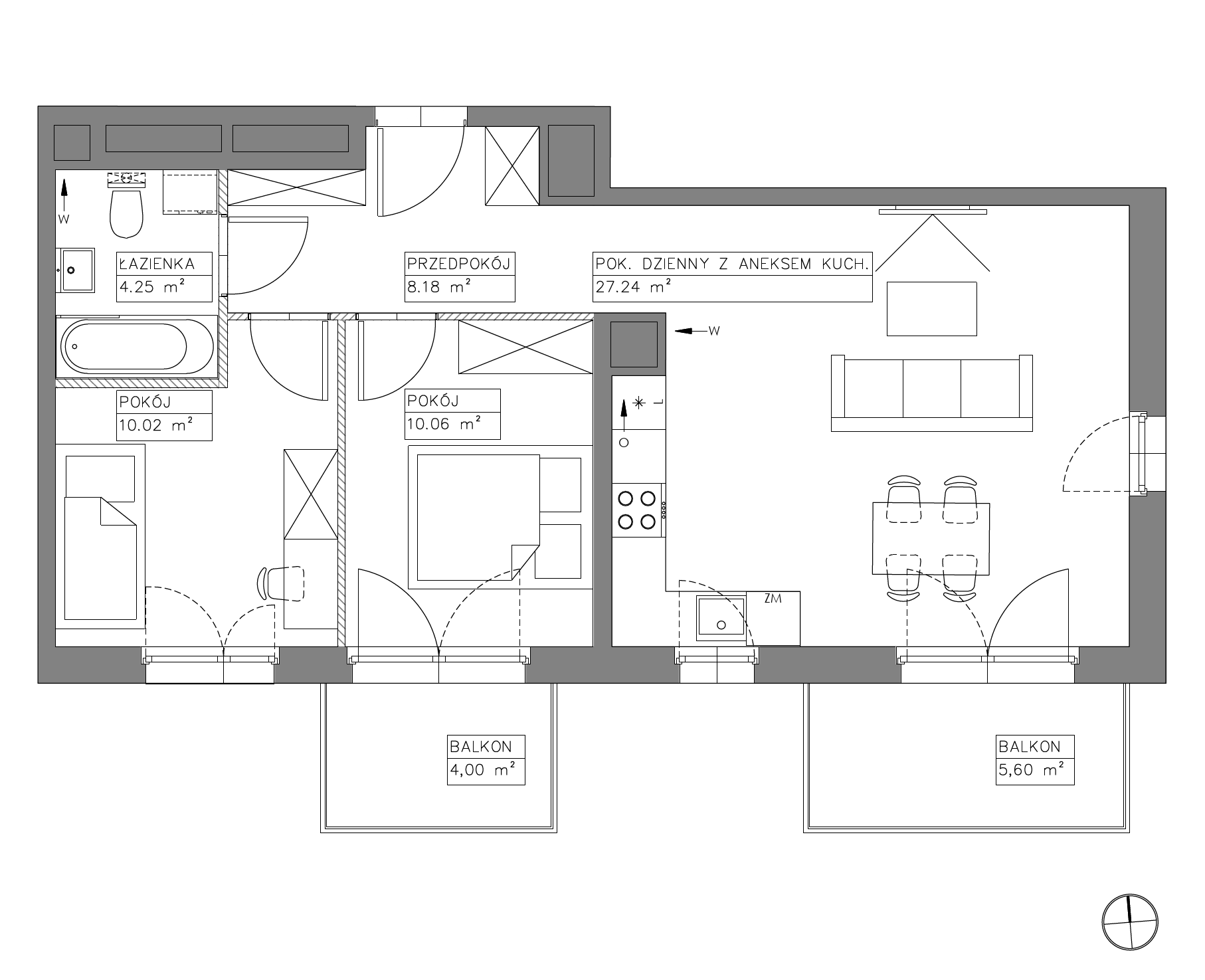Plan 3 pok. 60m²