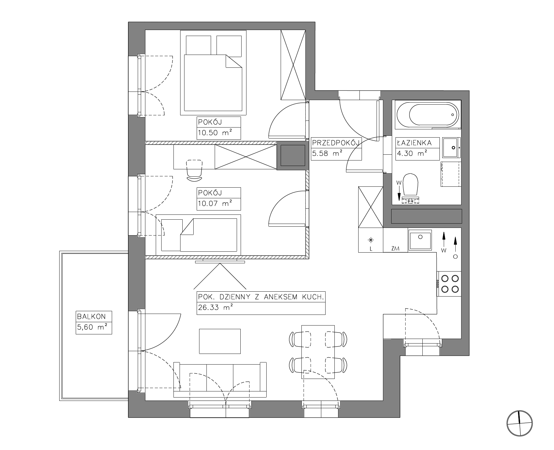 Plan 3 pok. 57m²