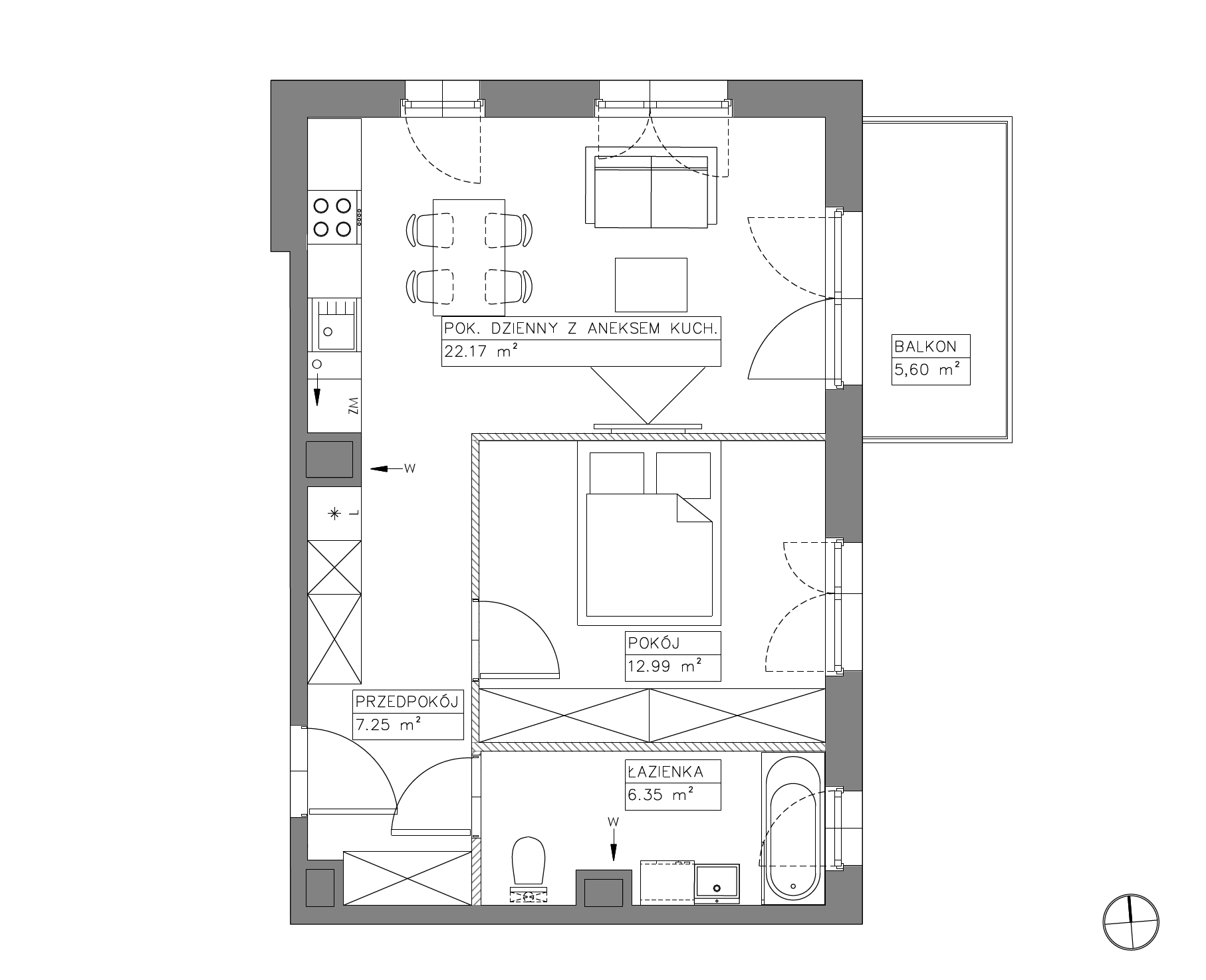 Plan 2 pok. 49m²