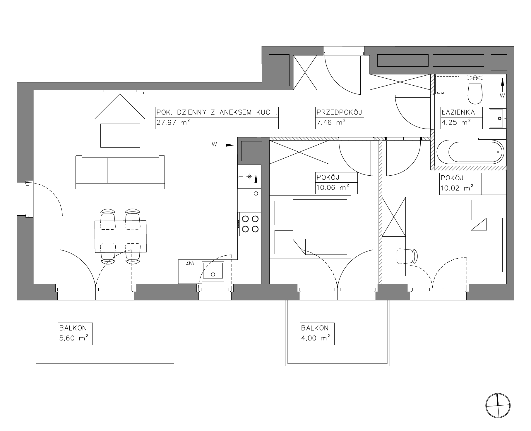 Plan 3 pok. 60m²