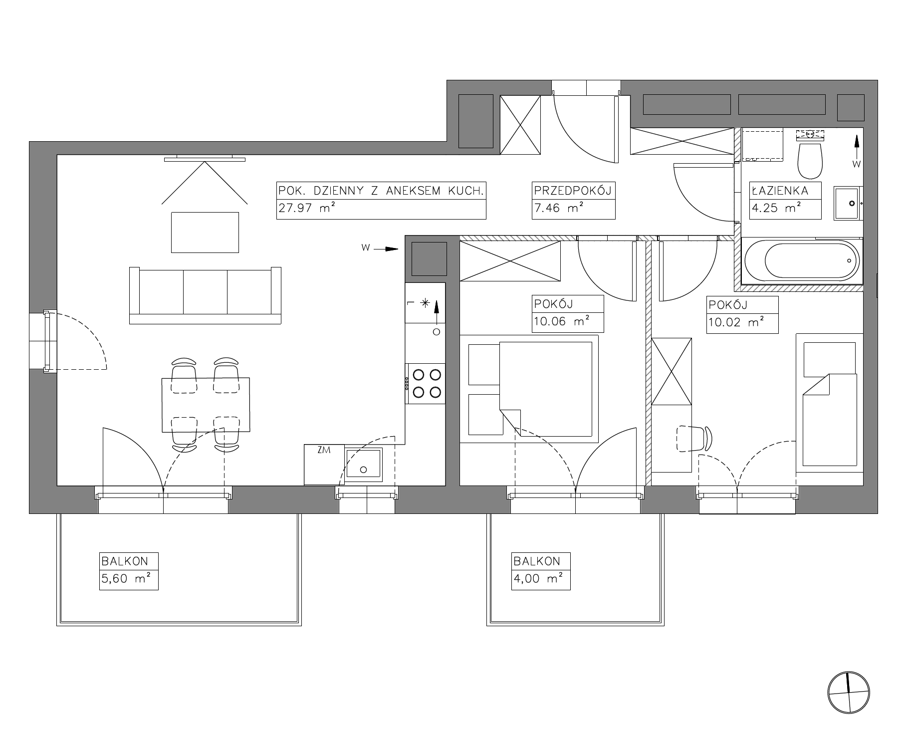 Plan 3 pok. 60m²