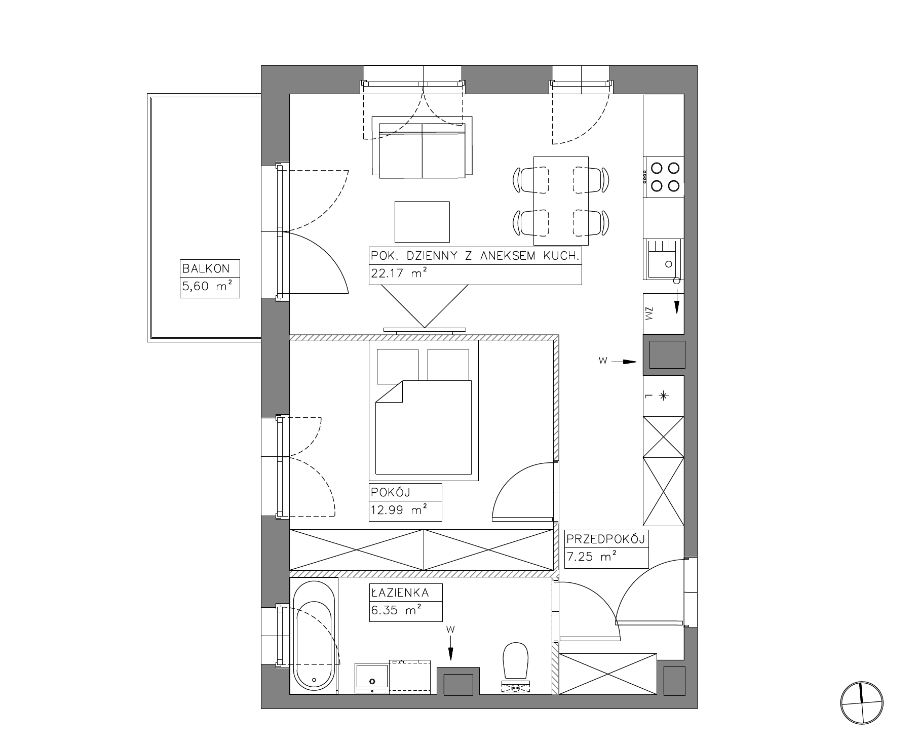 Plan 2 pok. 49m²