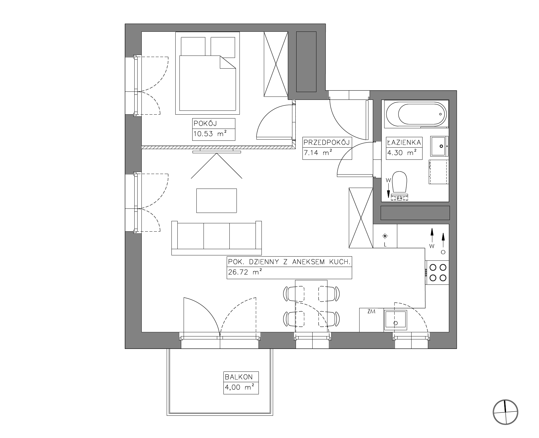 Plan 2 pok. 49m²