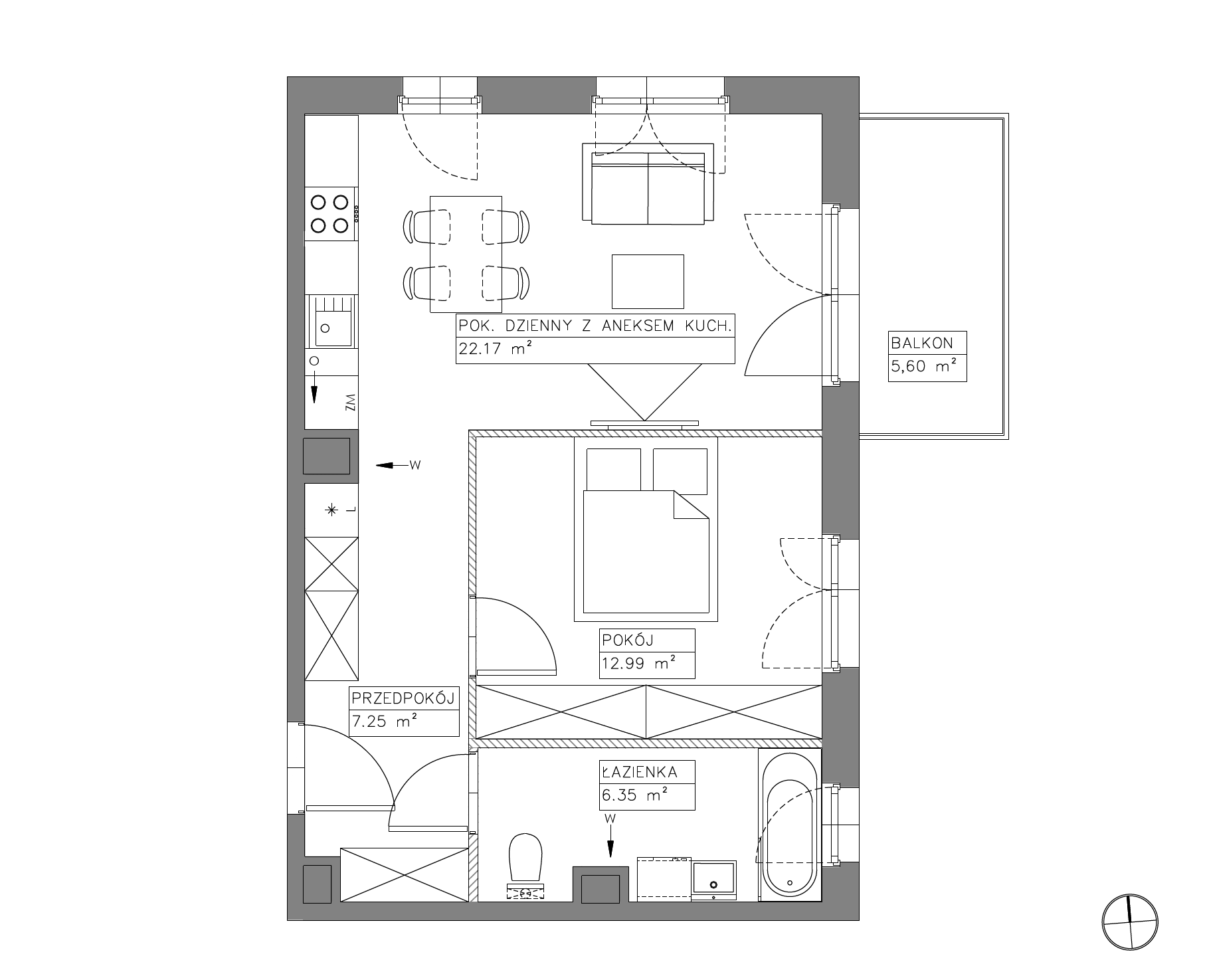 Plan 2 pok. 49m²