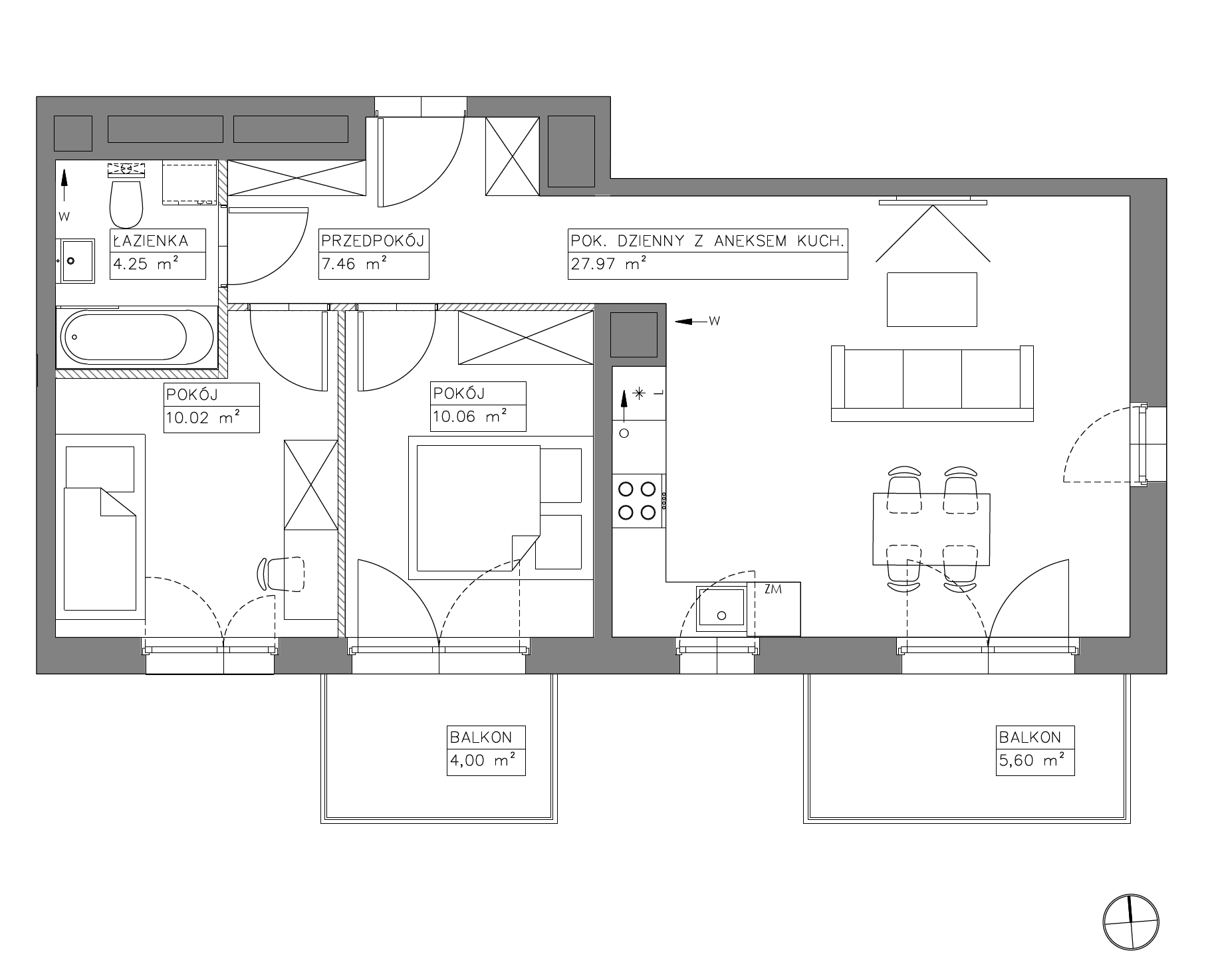Plan 3 pok. 60m²