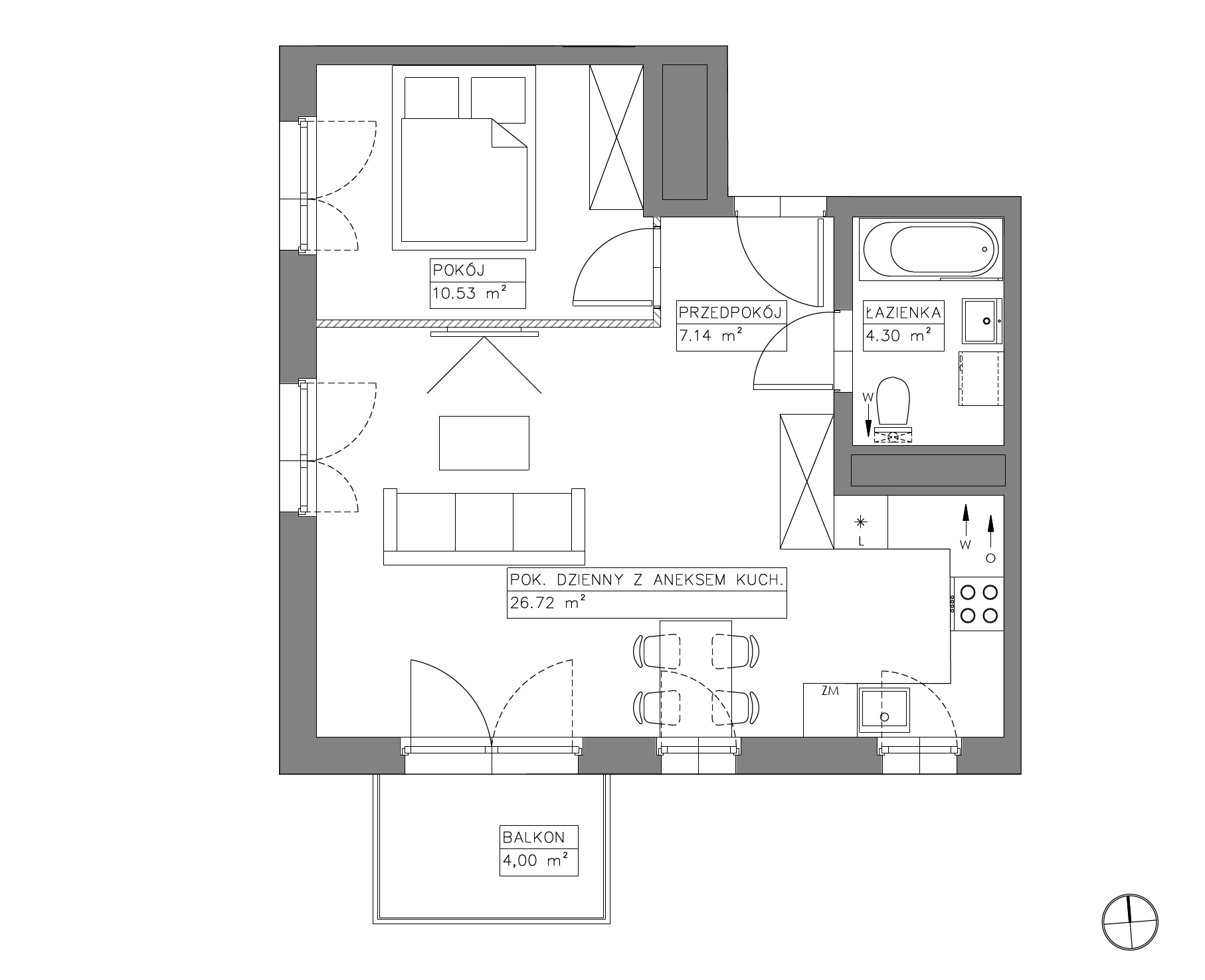 Plan 2 pok. 49m²