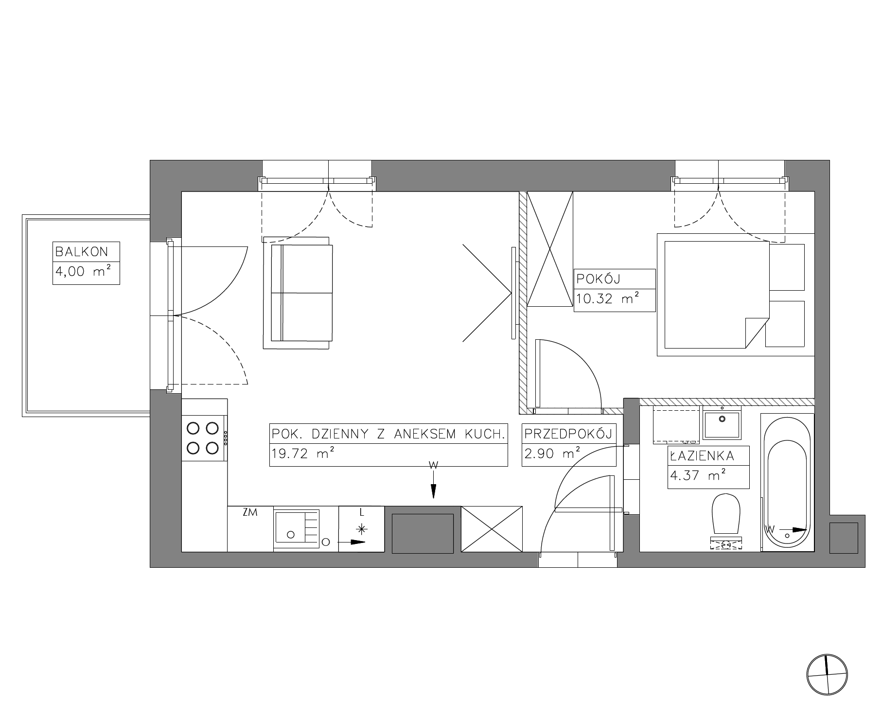 Plan 2 pok. 37m²