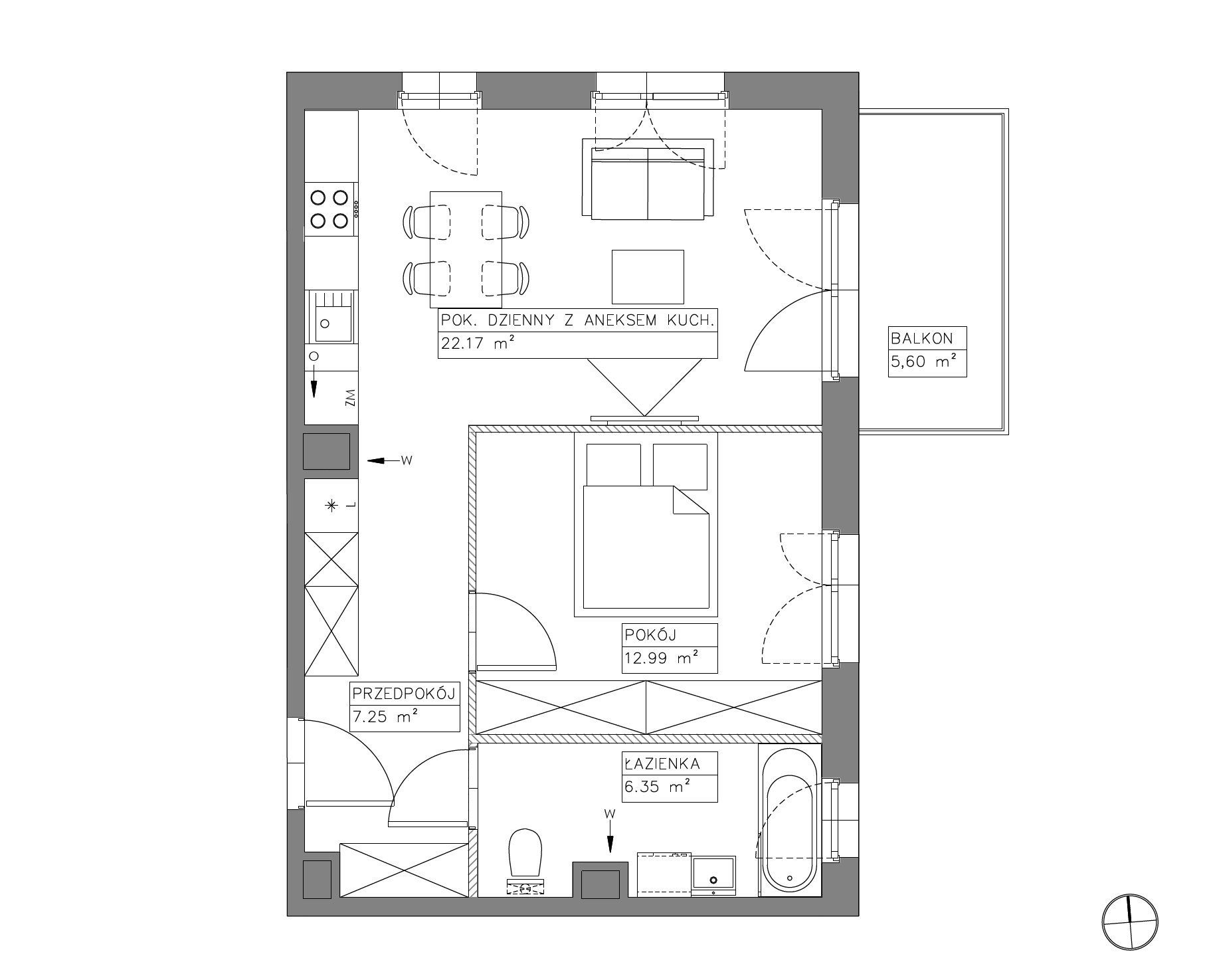 Plan 2 pok. 49m²
