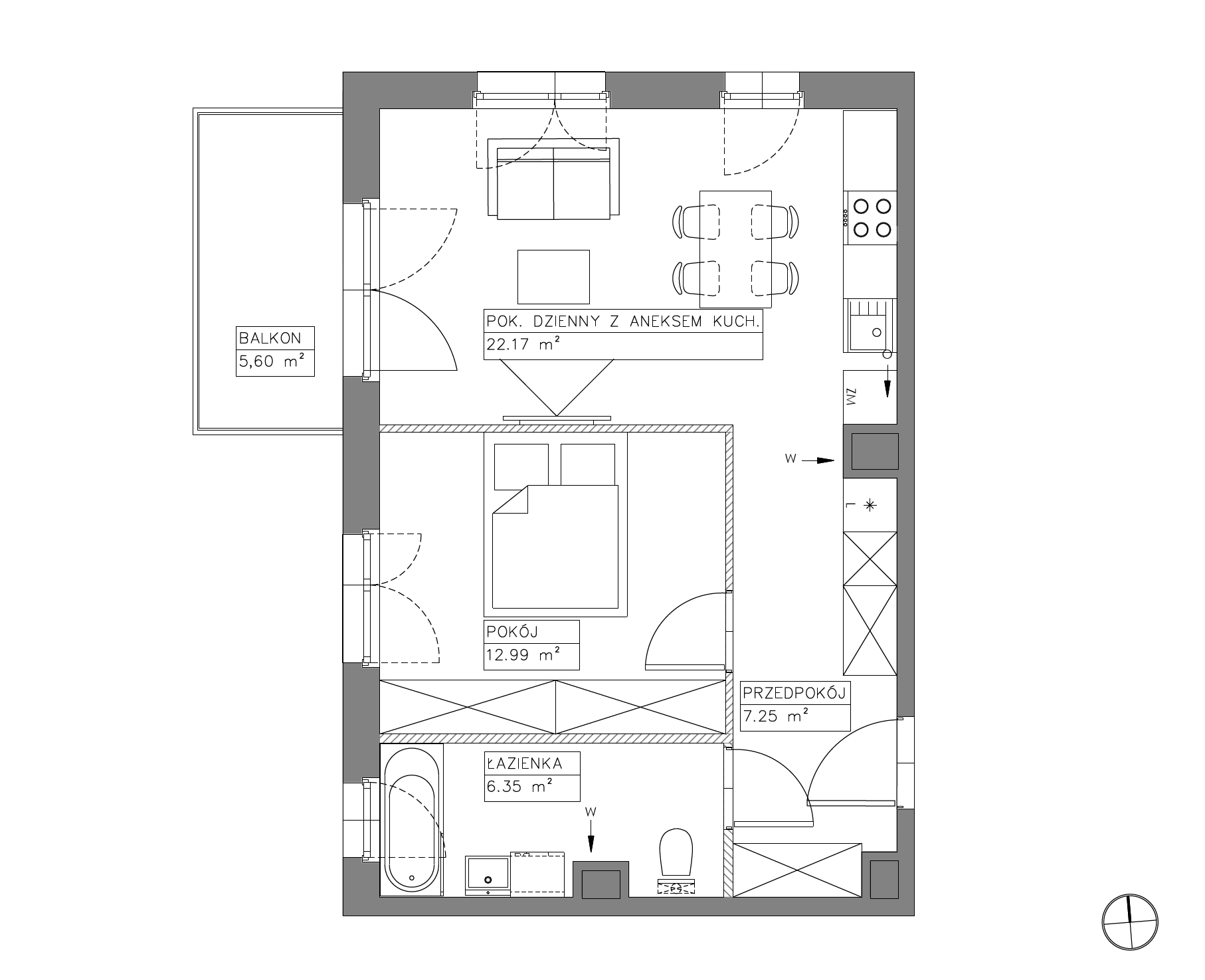 Plan 2 pok. 49m²
