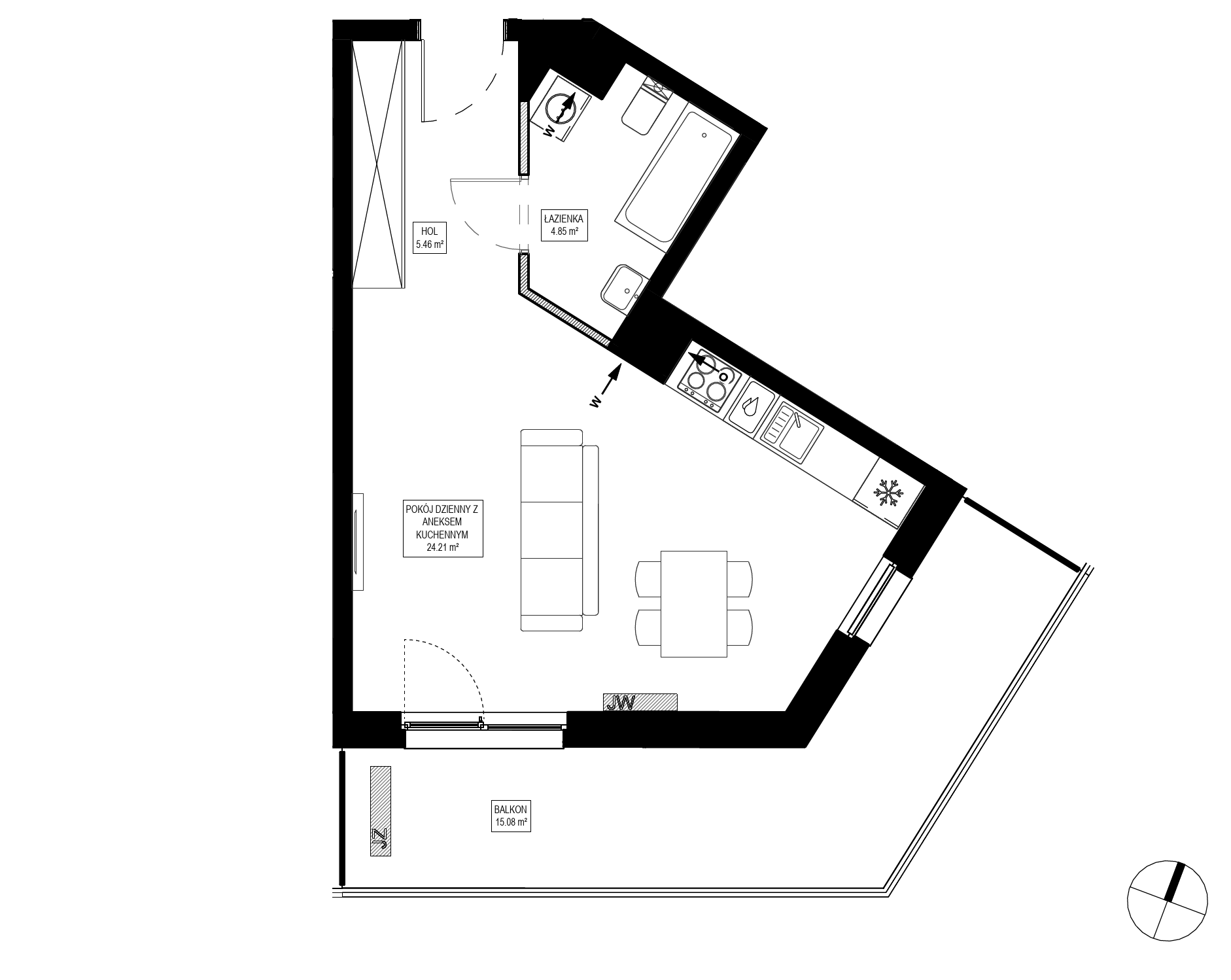 Plan 1 pok. 35m²
