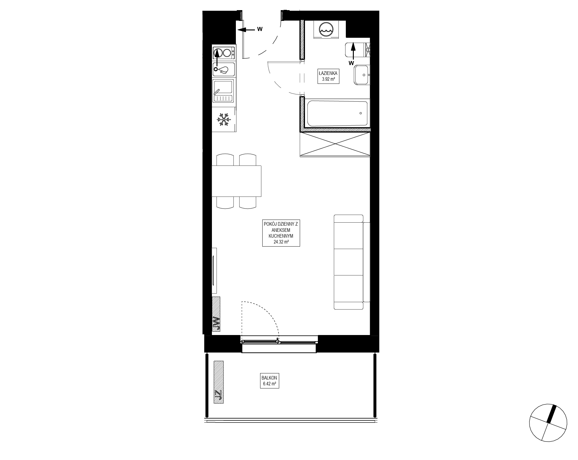 Plan 1 pok. 28m²