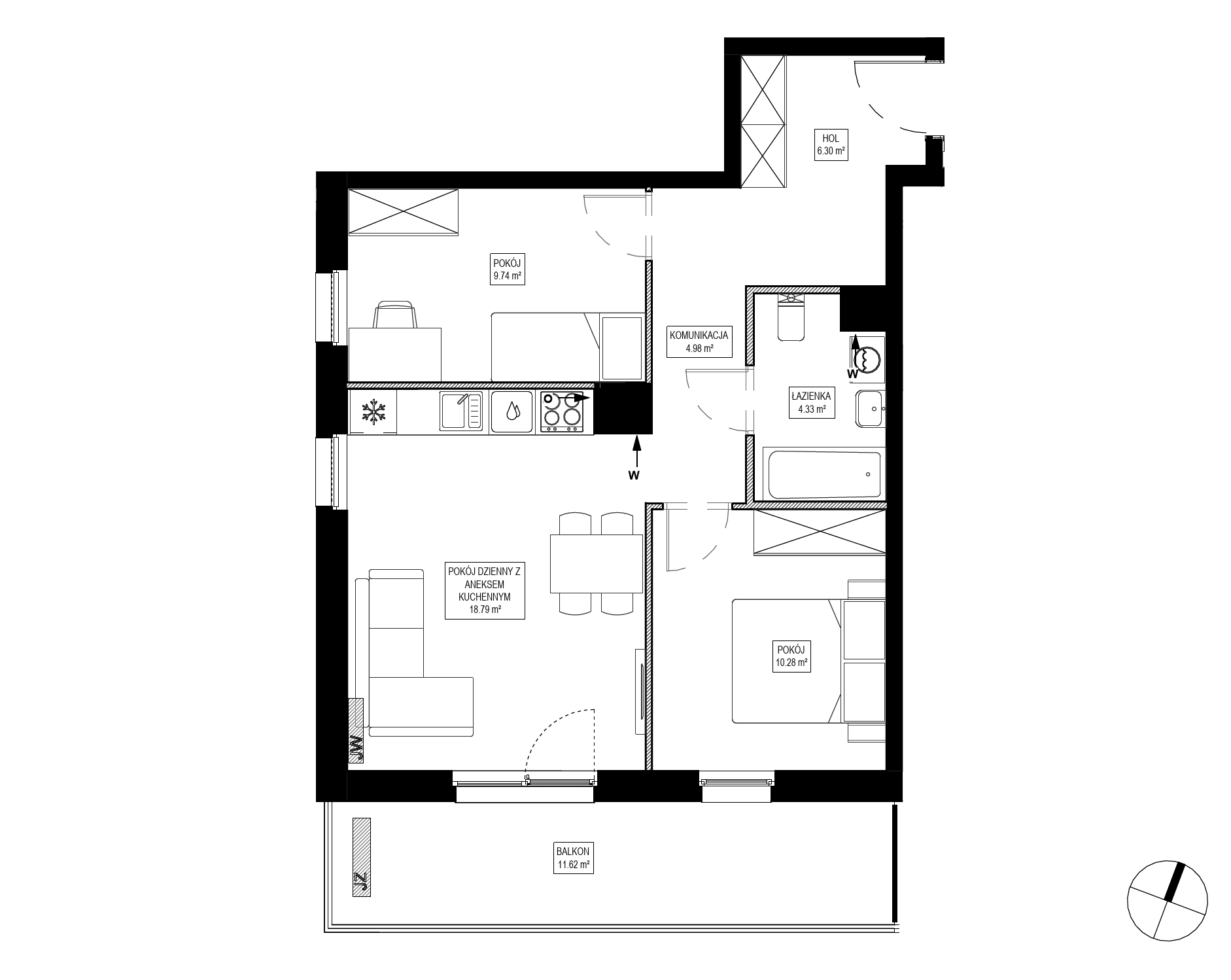 Plan 3 pok. 54m²