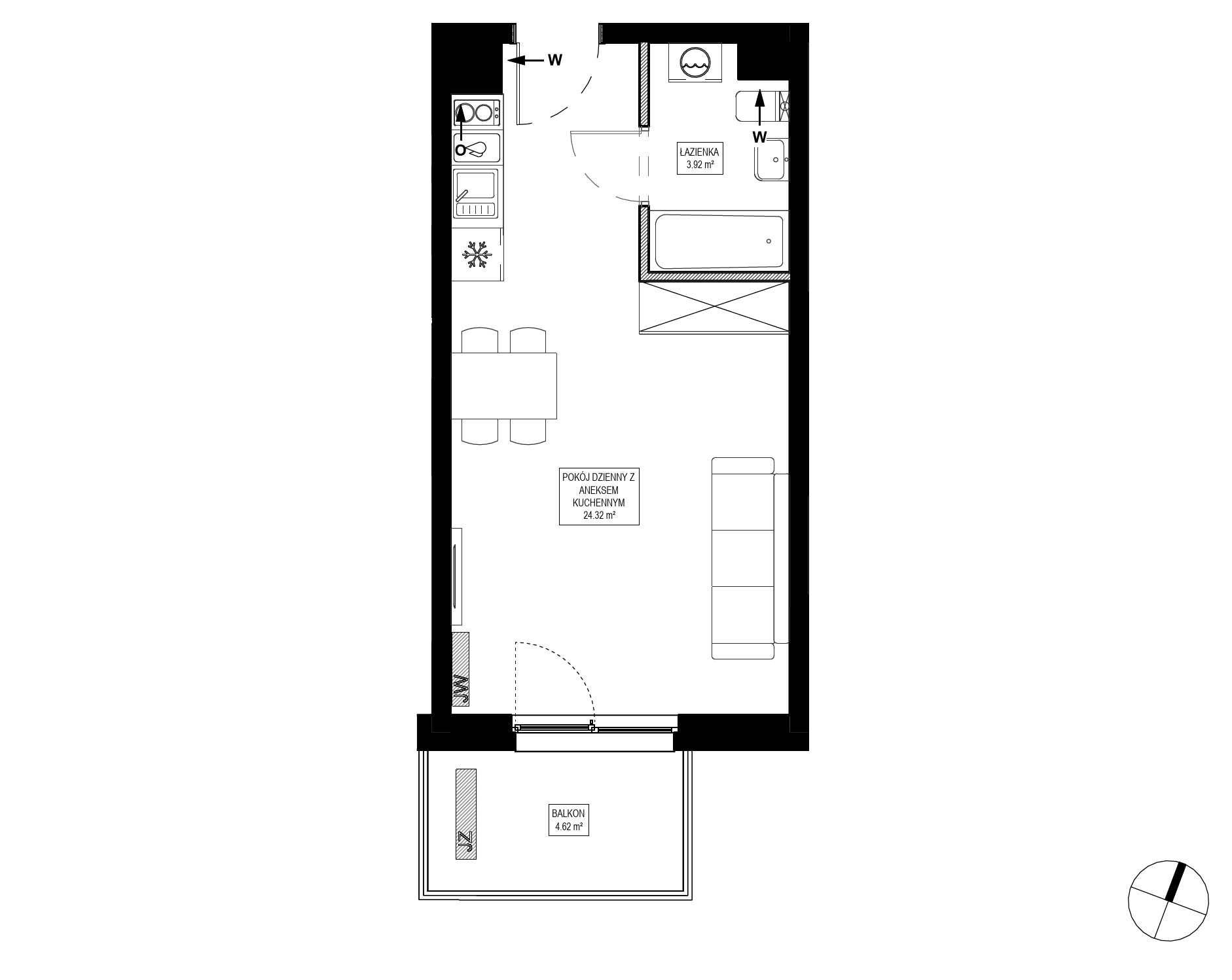 Plan 1 pok. 28m²