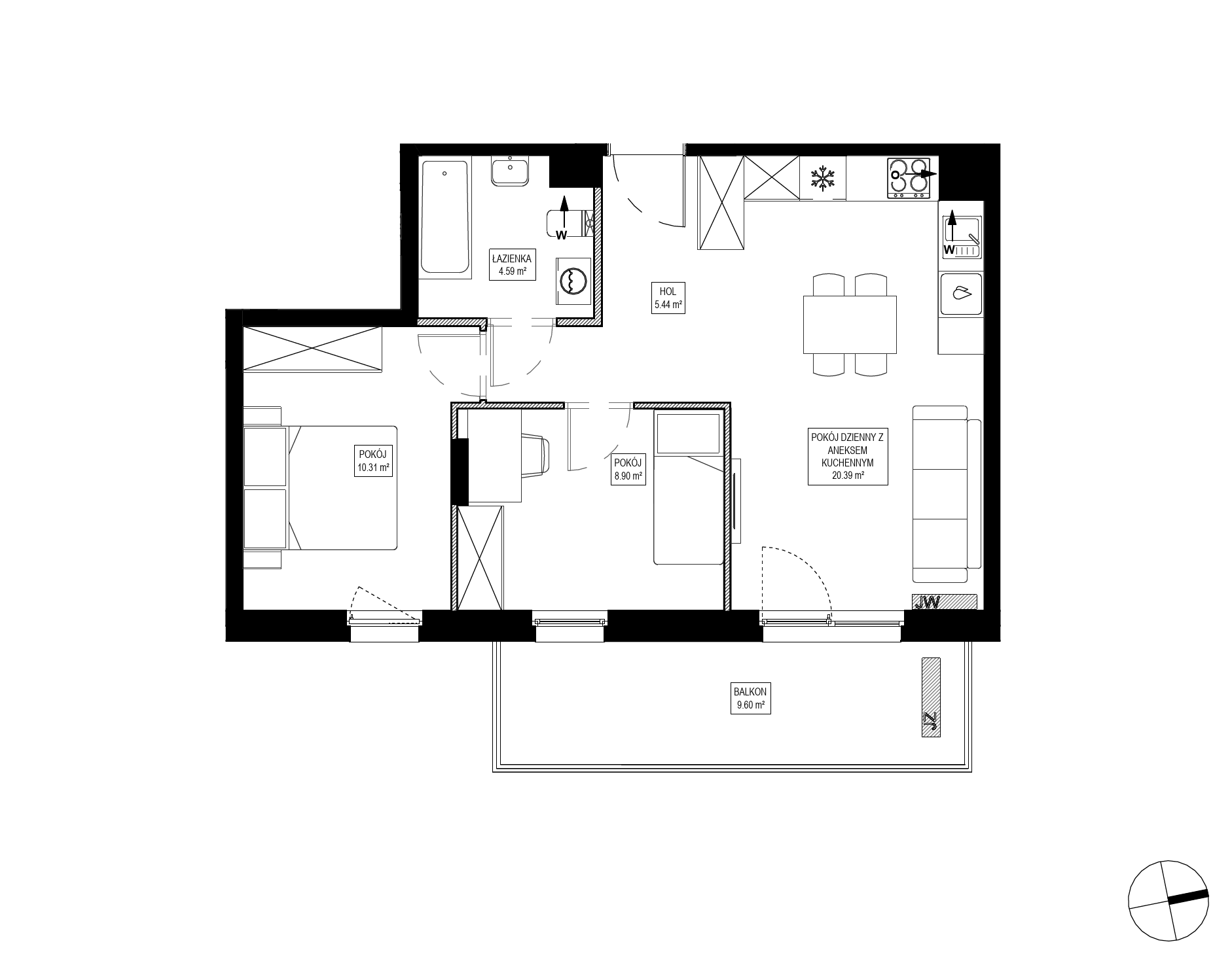 Plan 3 pok. 50m²