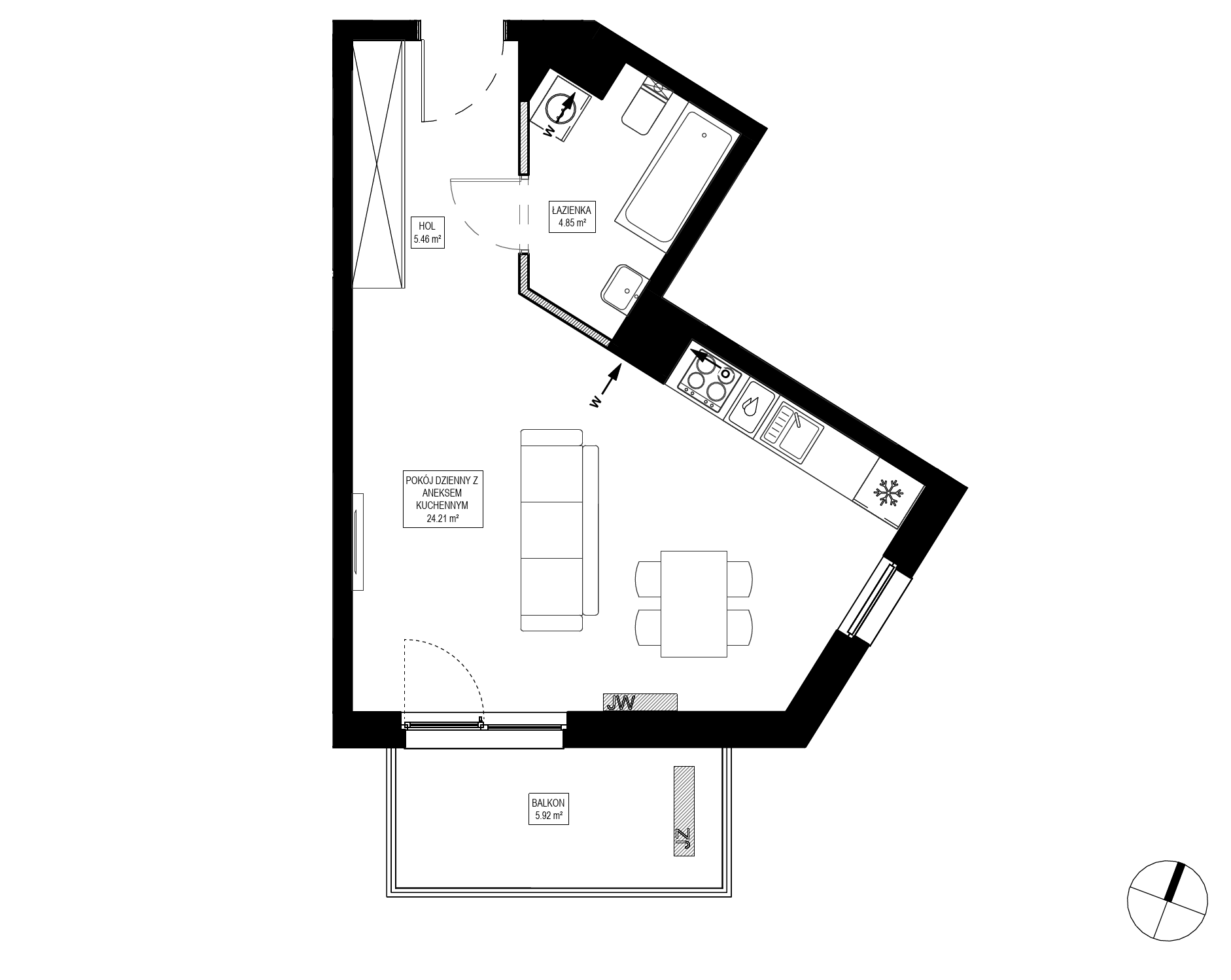 Plan 1 pok. 35m²