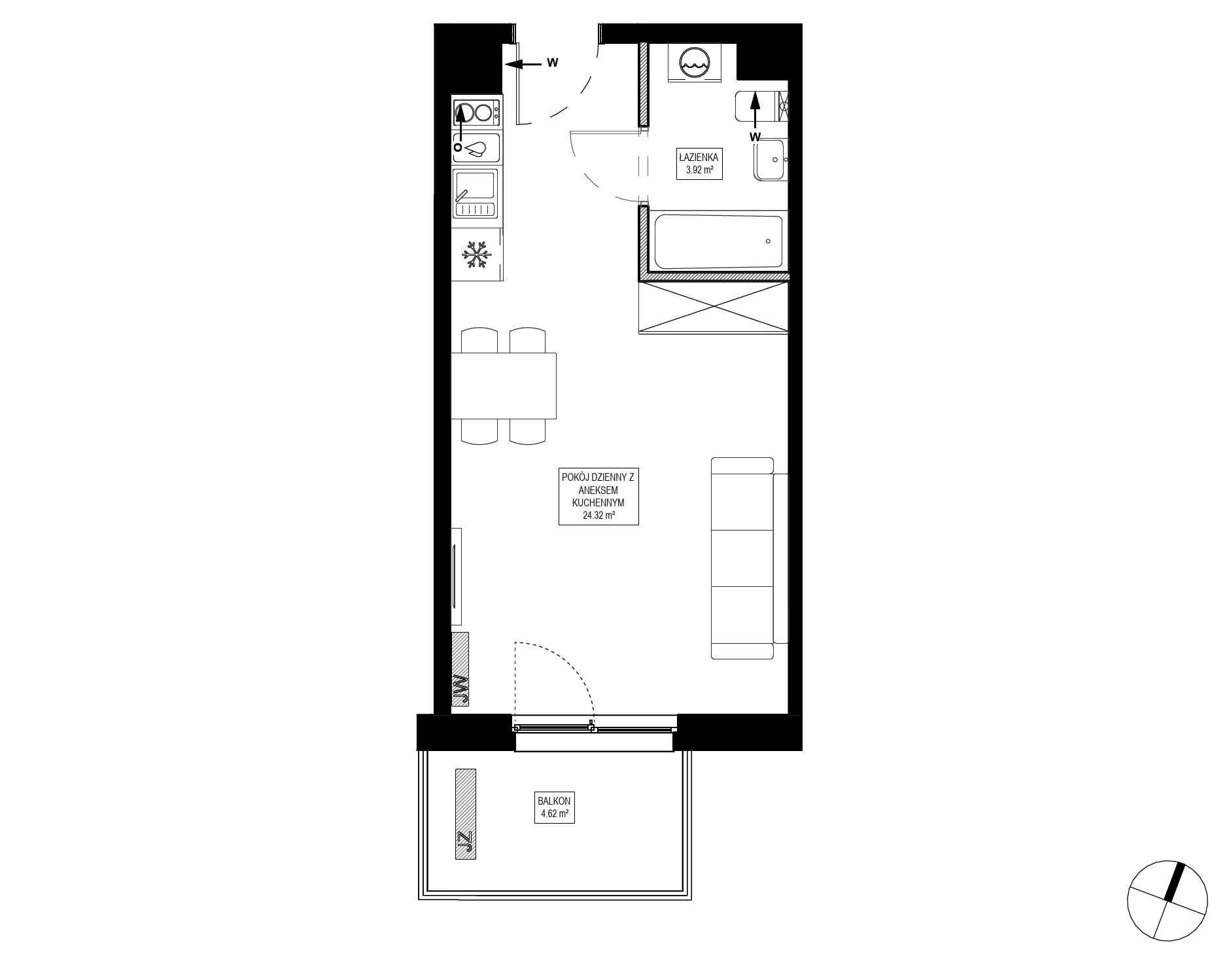 Plan 1 pok. 28m²