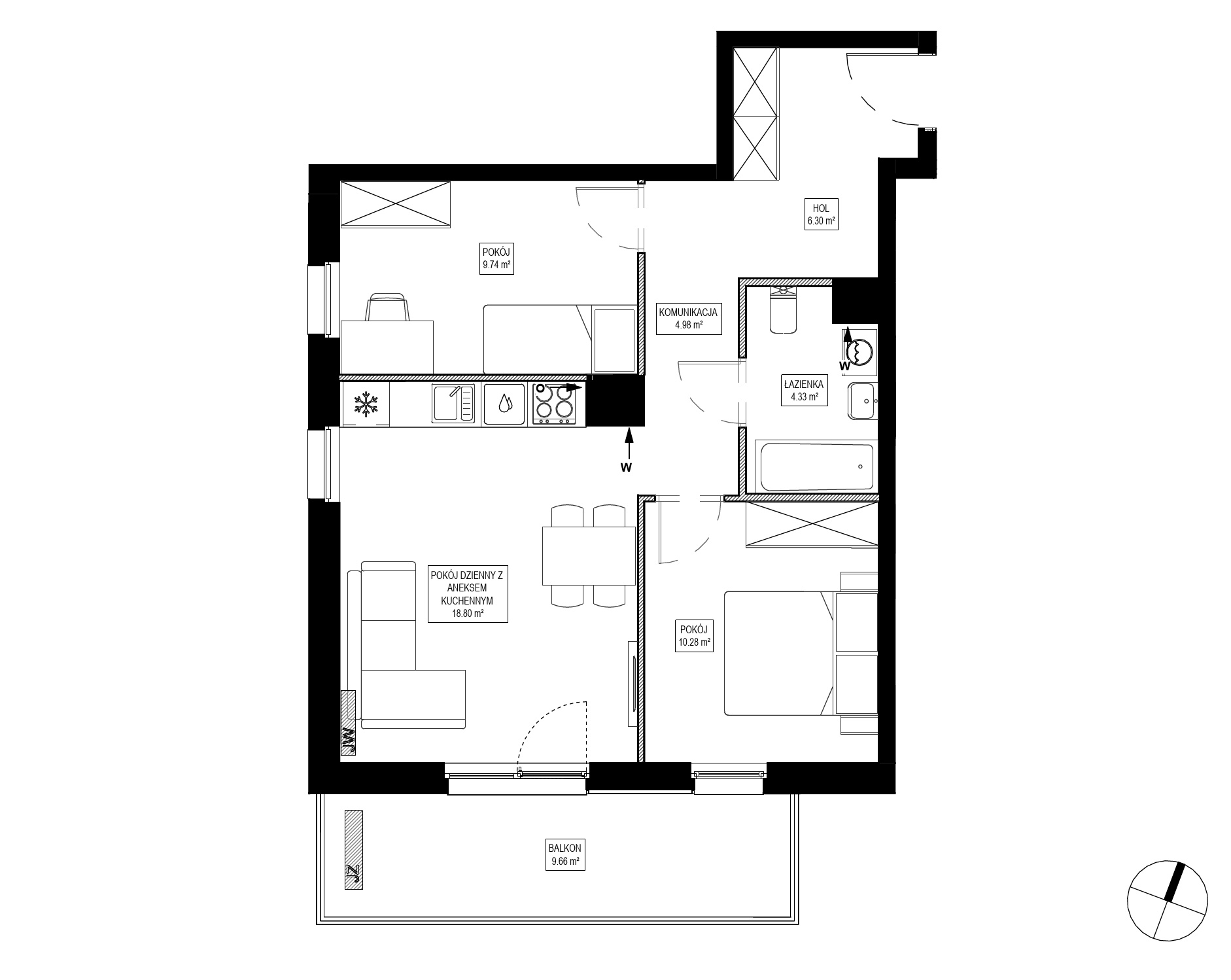 Plan 3 pok. 54m²