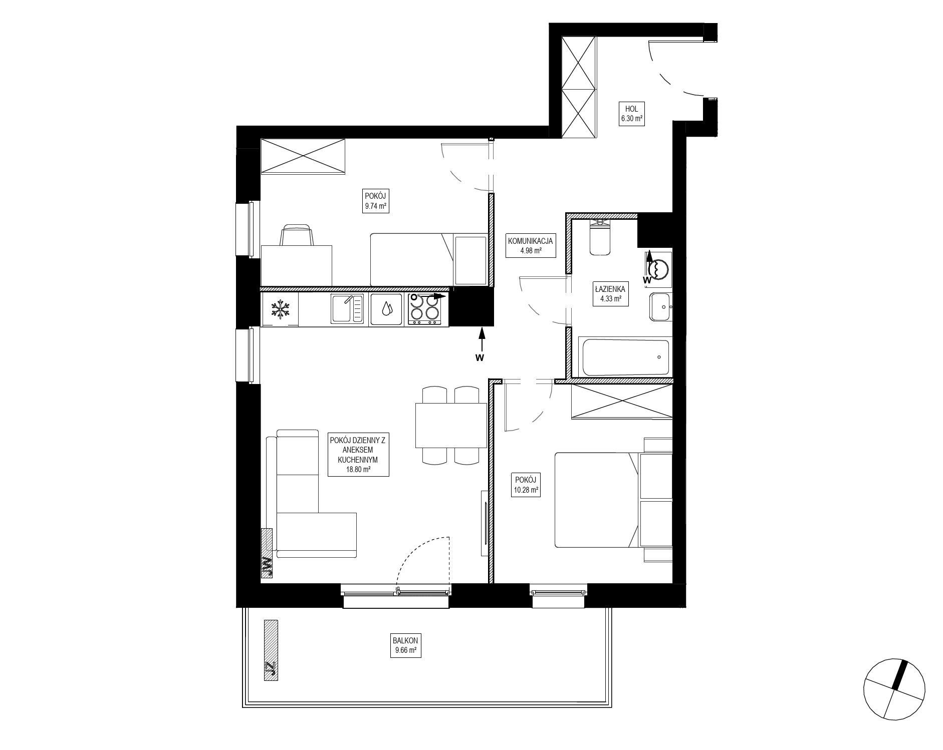 Plan 3 pok. 54m²