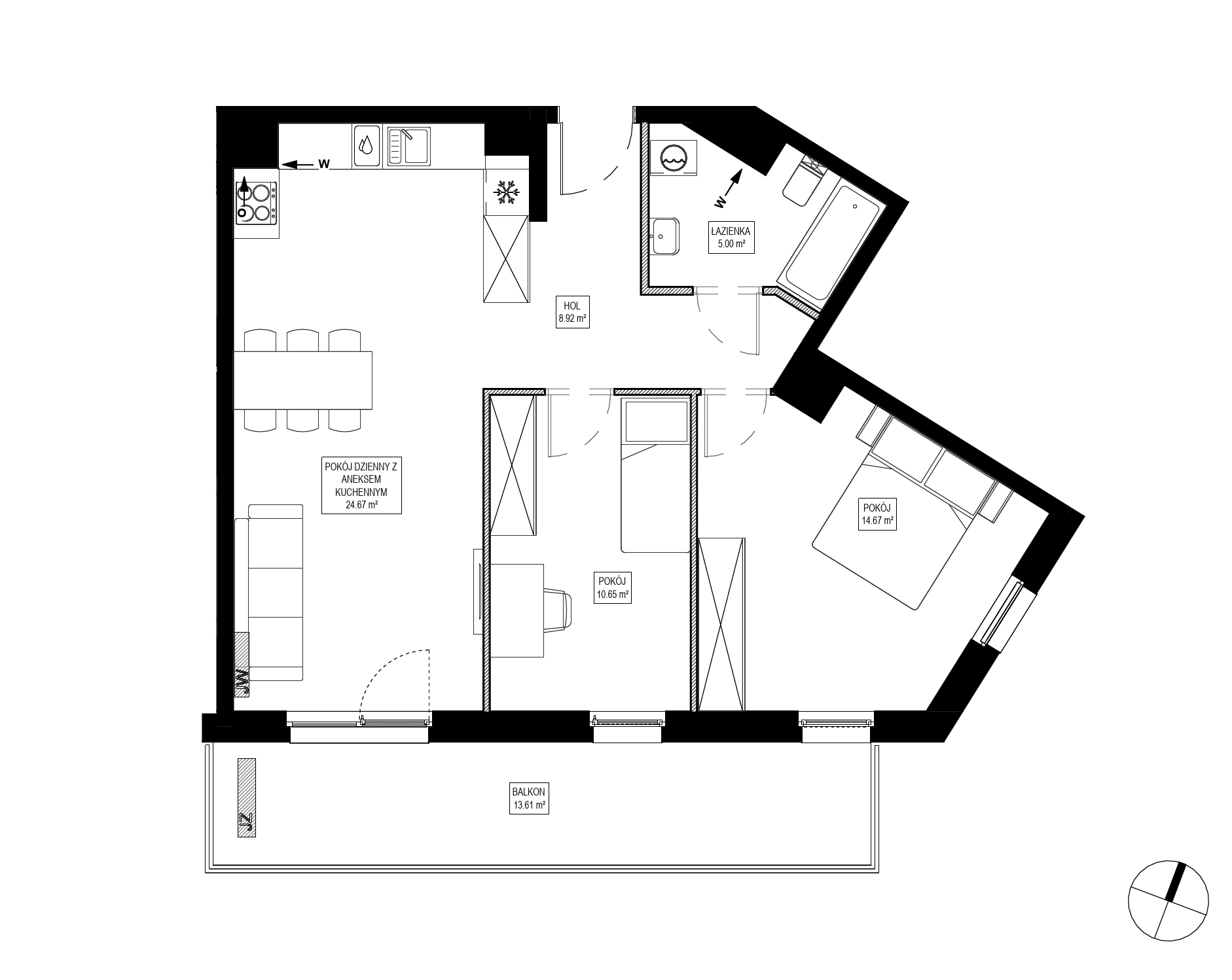 Plan 3 pok. 64m²