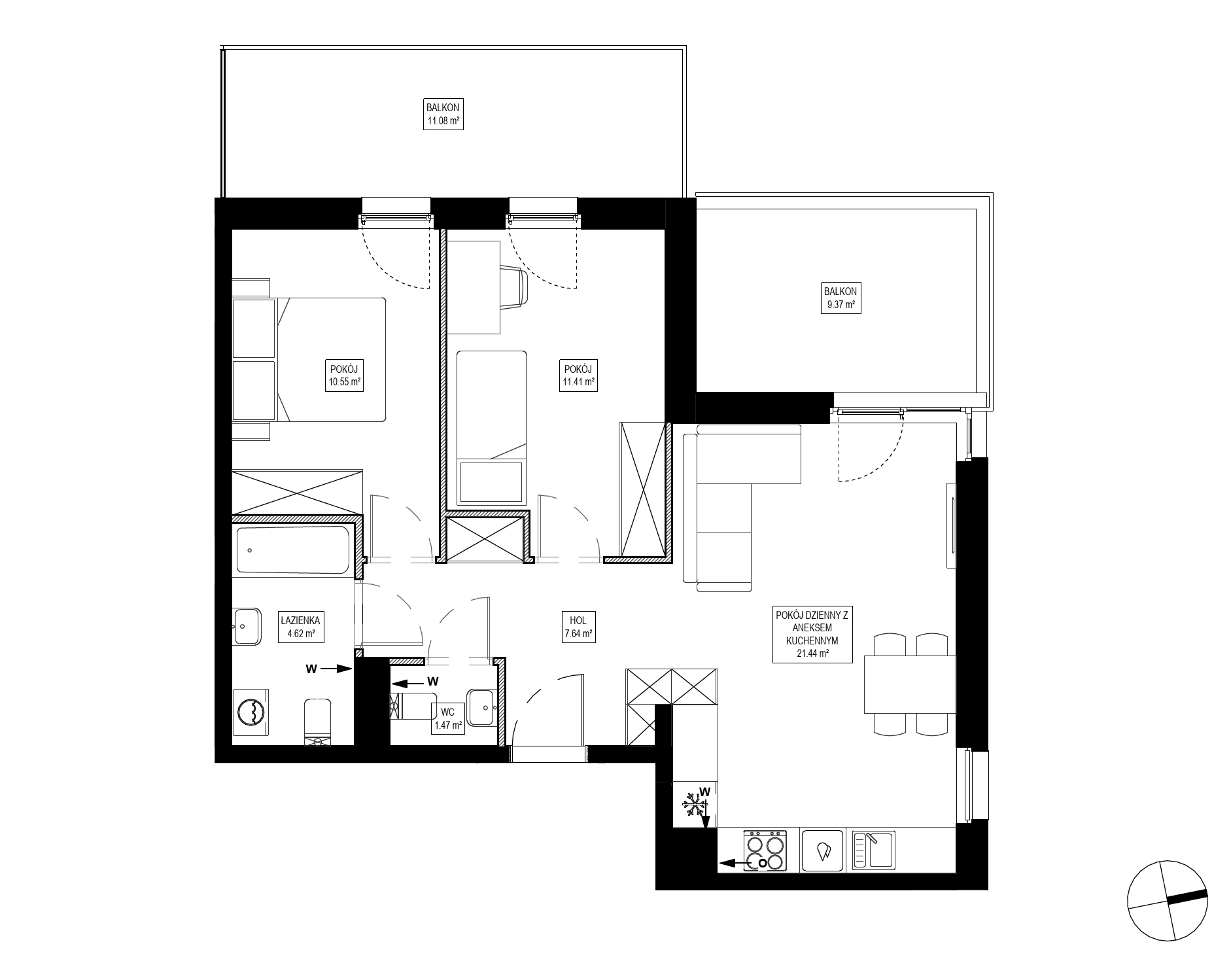 Plan 3 pok. 57m²