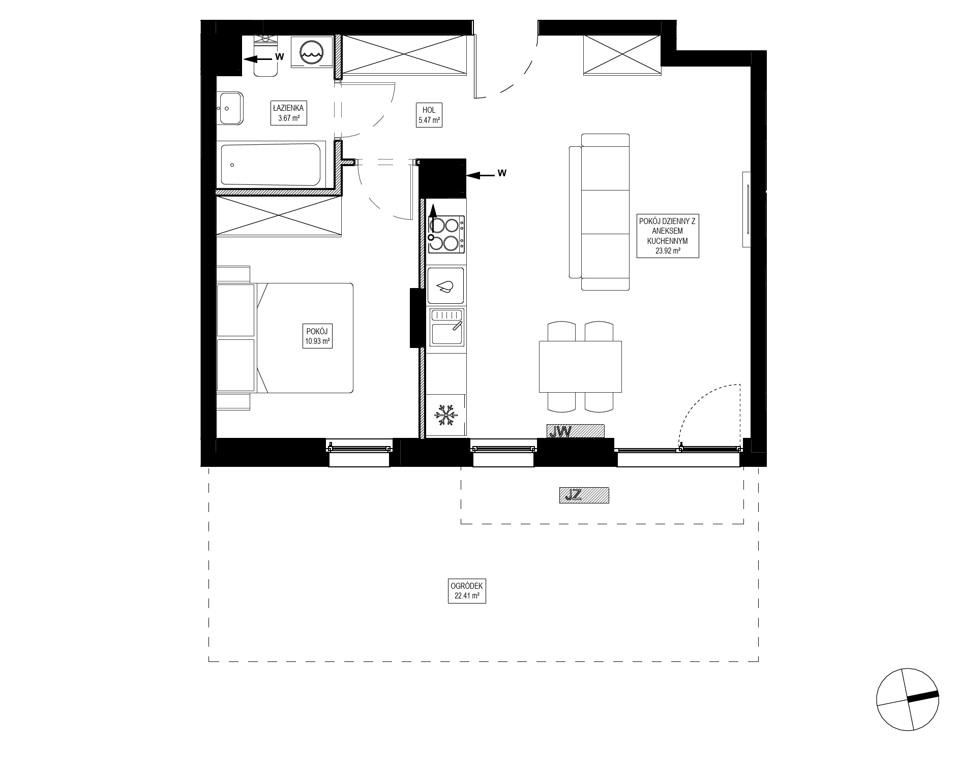 Plan 2 pok. 44m²