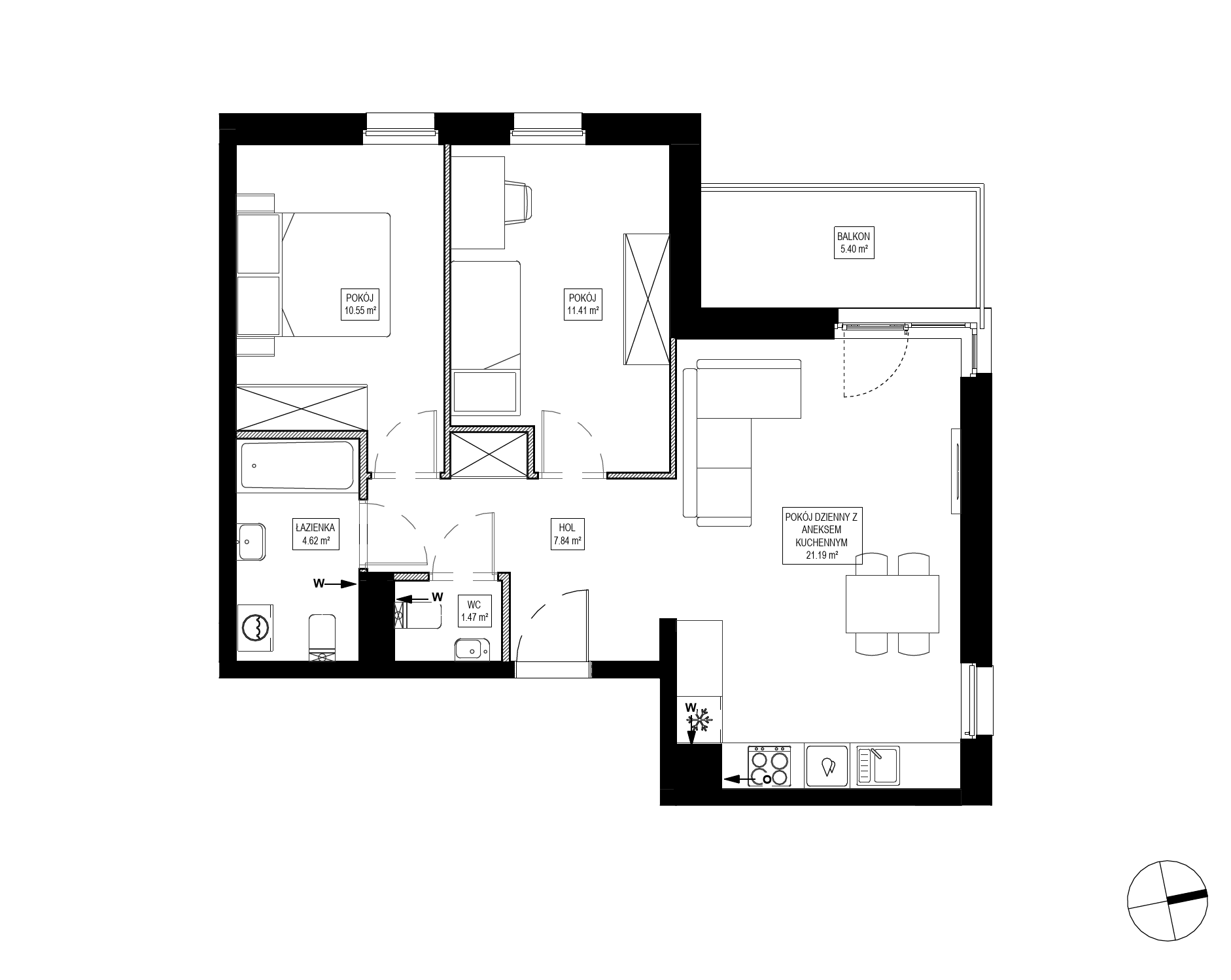 Plan 3 pok. 57m²