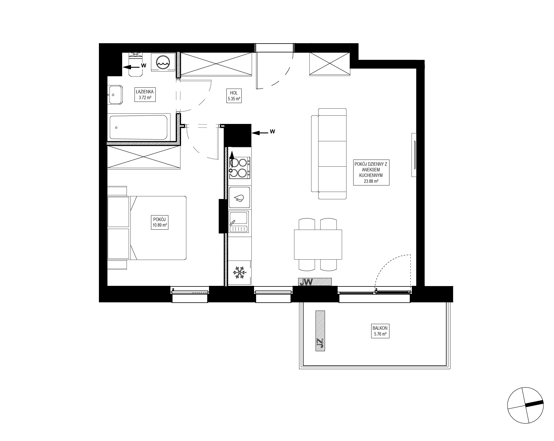 Plan 2 pok. 44m²
