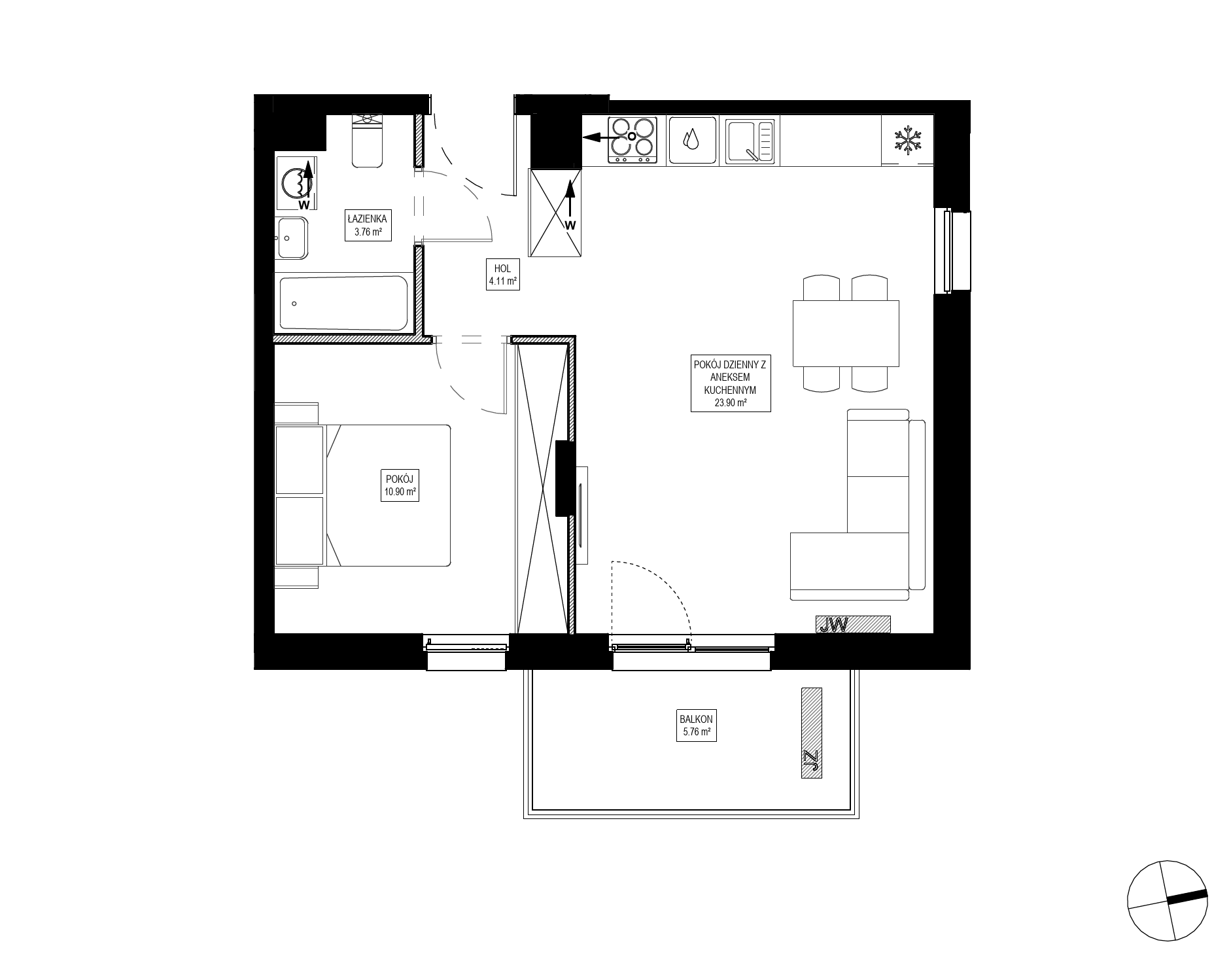 Plan 2 pok. 43m²