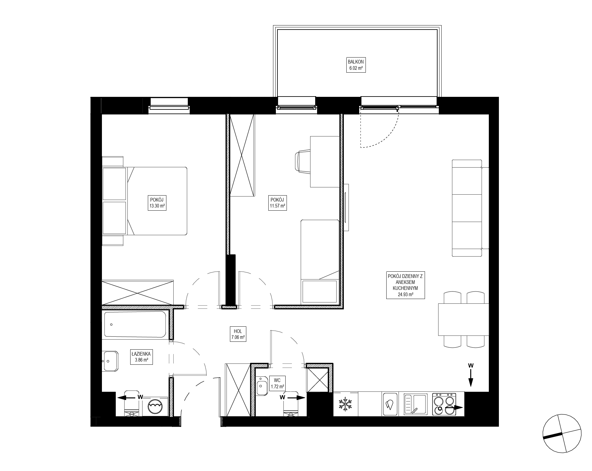 Plan 3 pok. 62m²