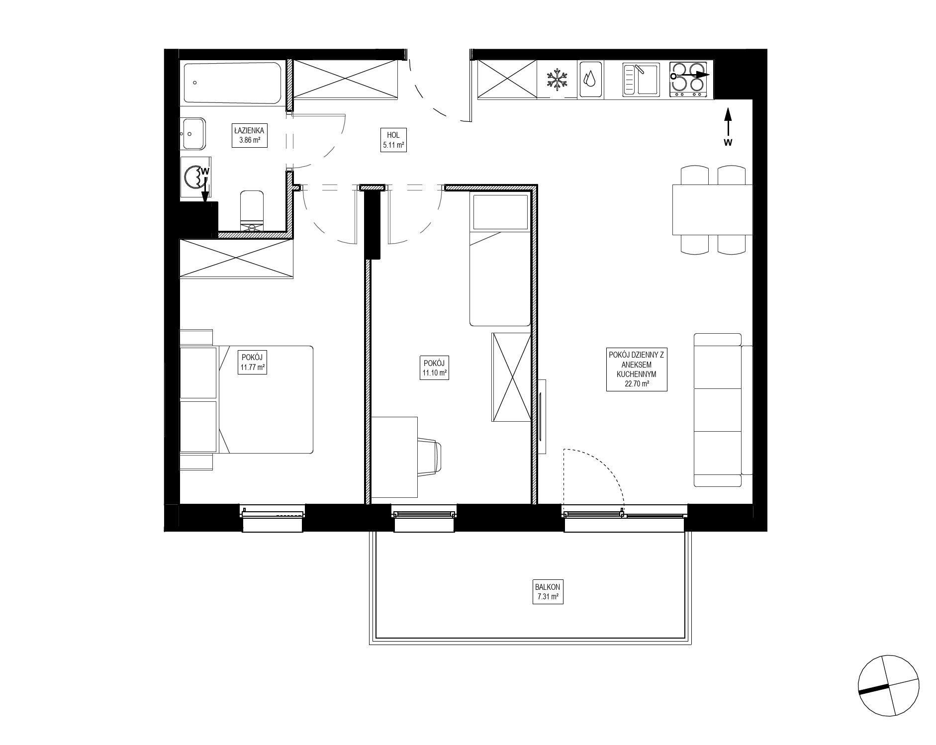 Plan 3 pok. 55m²