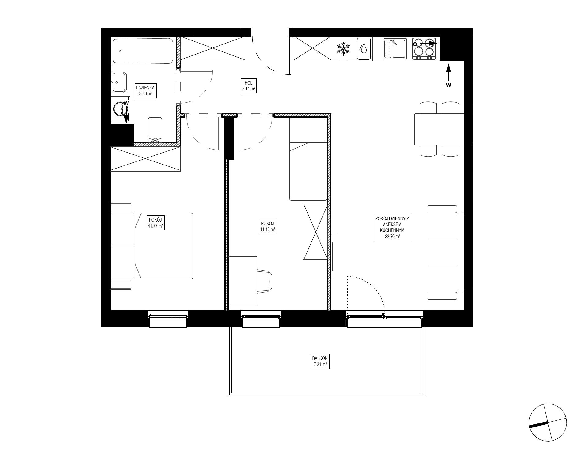 Plan 3 pok. 55m²