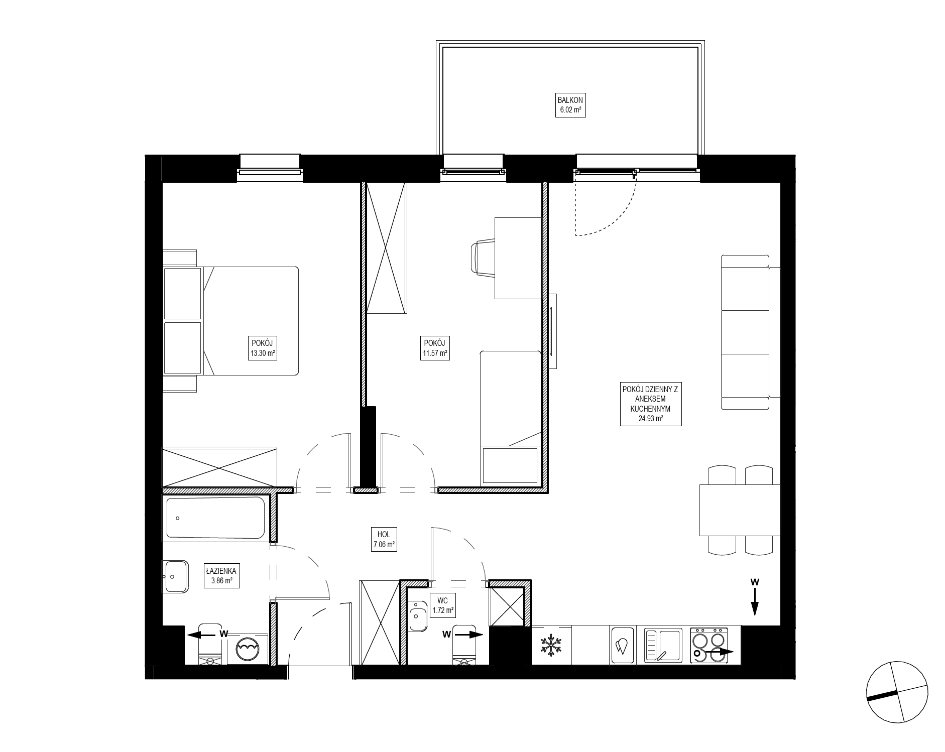 Plan 3 pok. 62m²