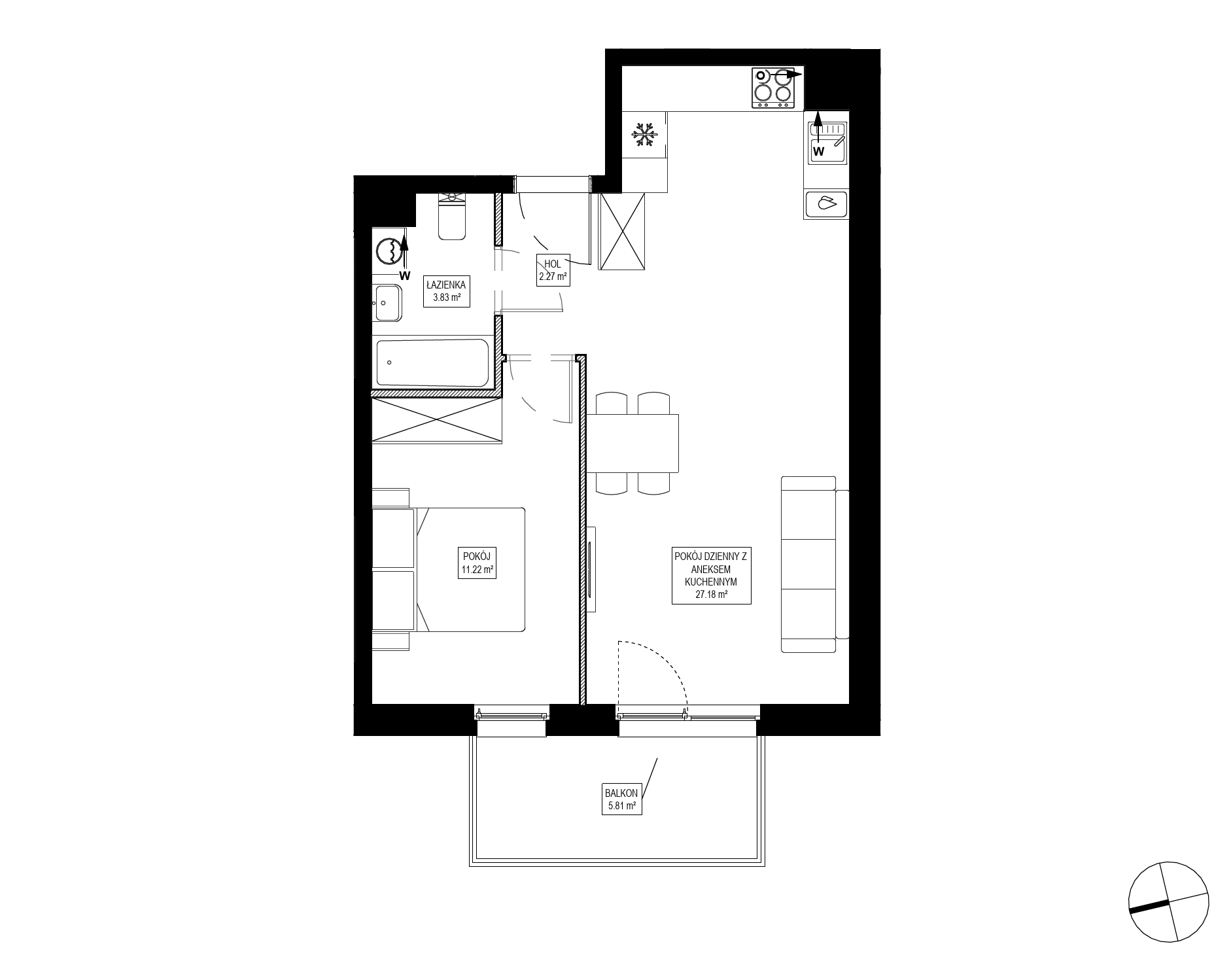 Plan 2 pok. 45m²