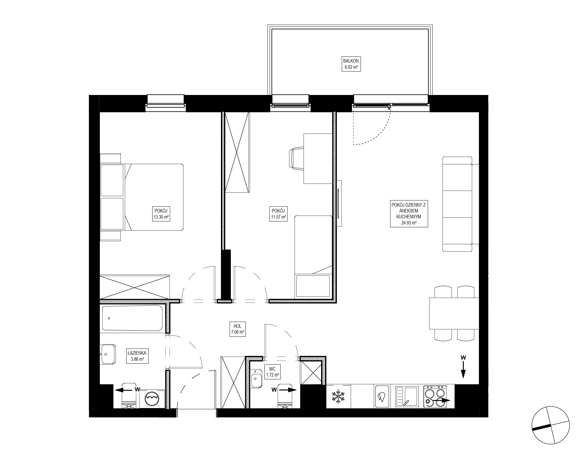 Plan 3 pok. 62m²