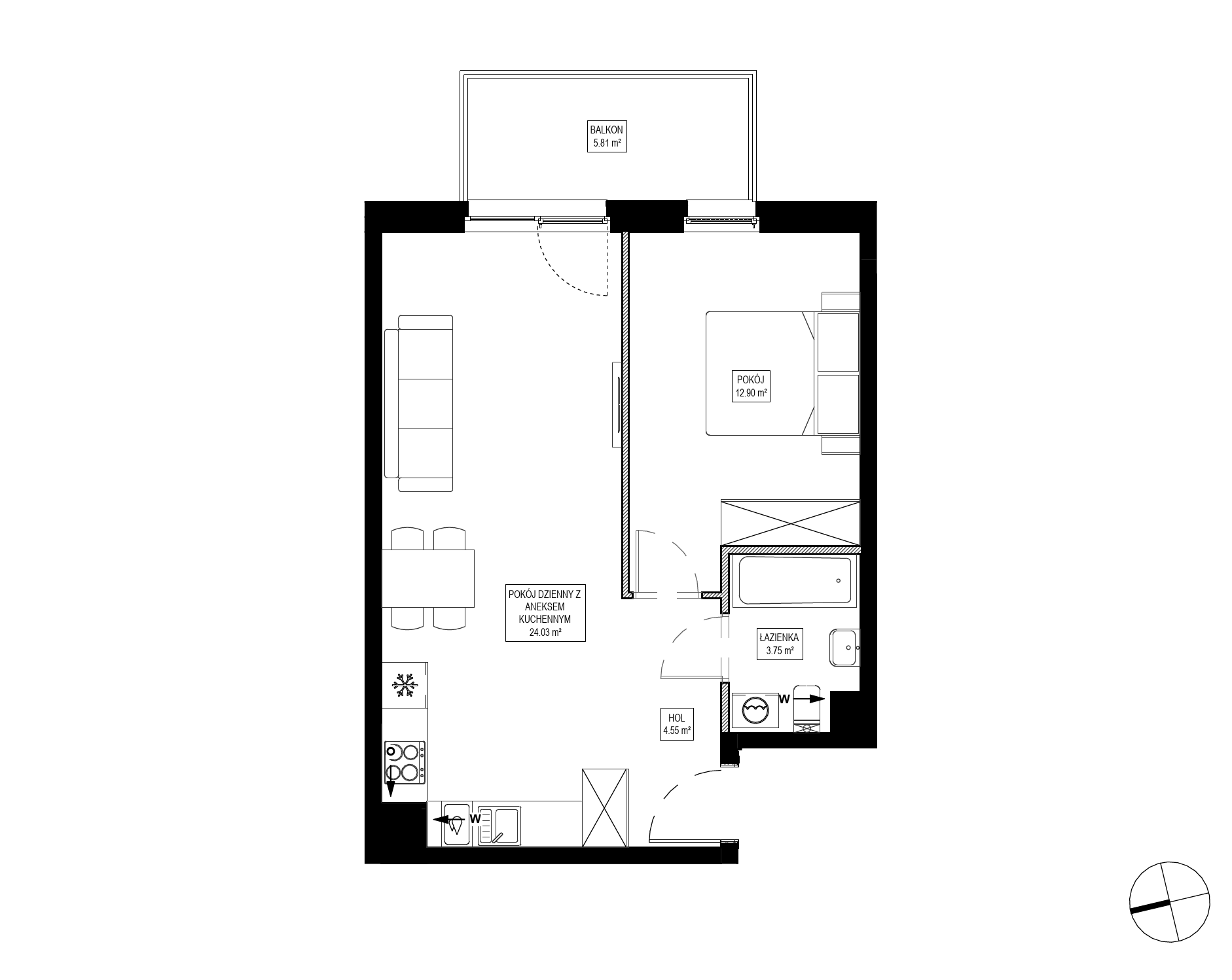Plan 2 pok. 45m²