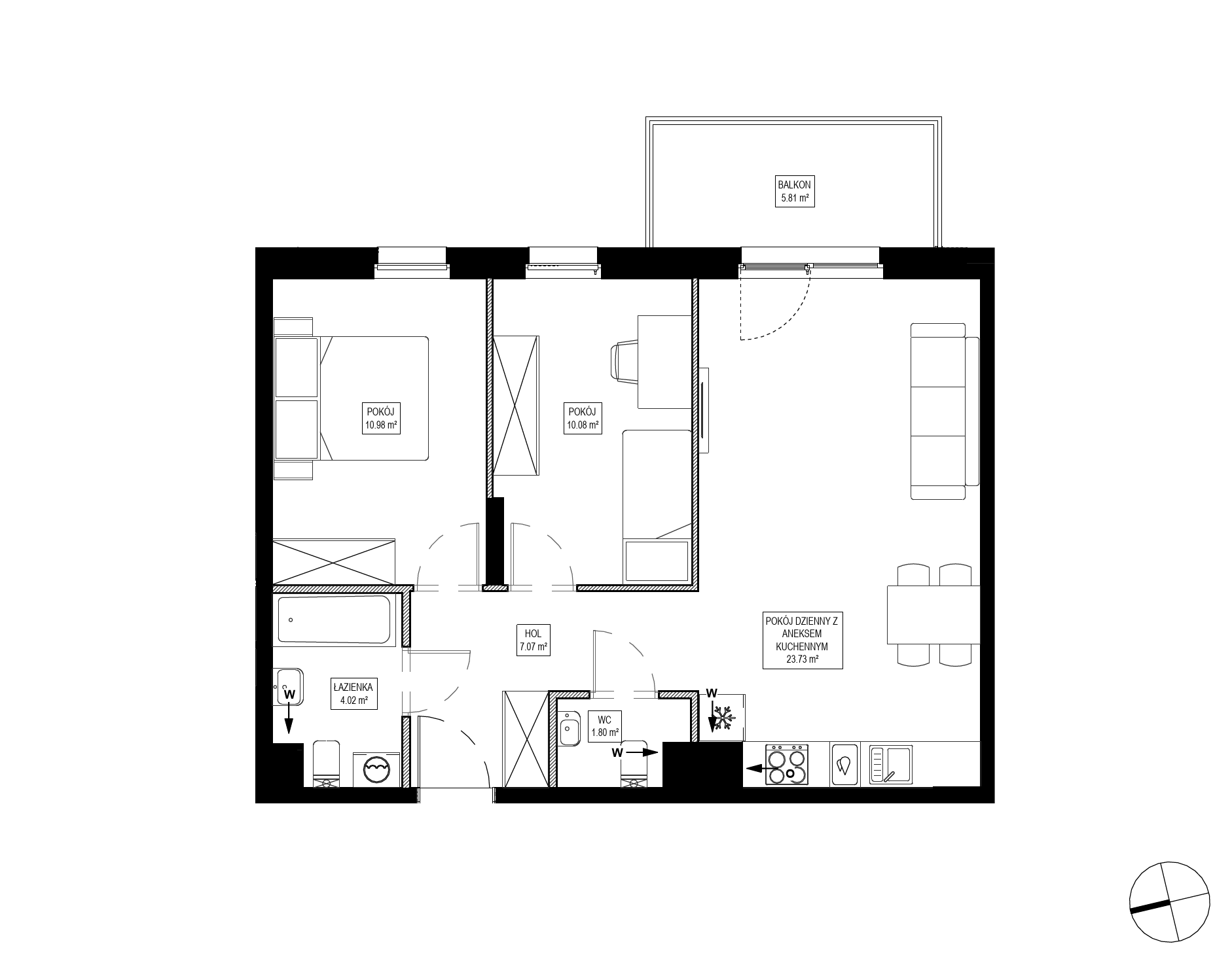Plan 3 pok. 58m²