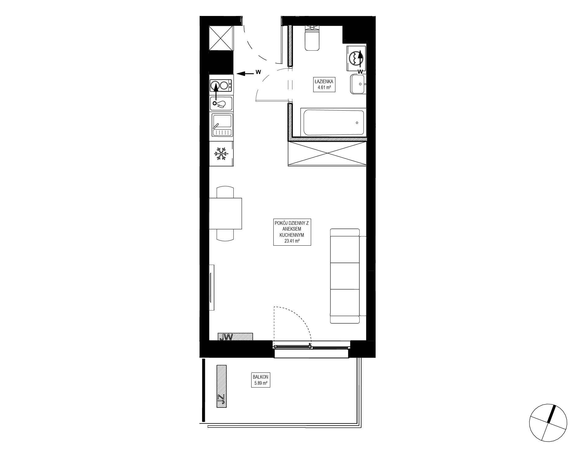 Plan 1 pok. 28m²