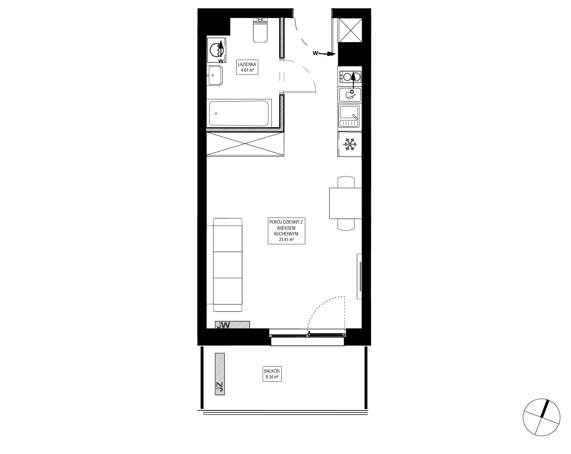 Plan 1 pok. 28m²