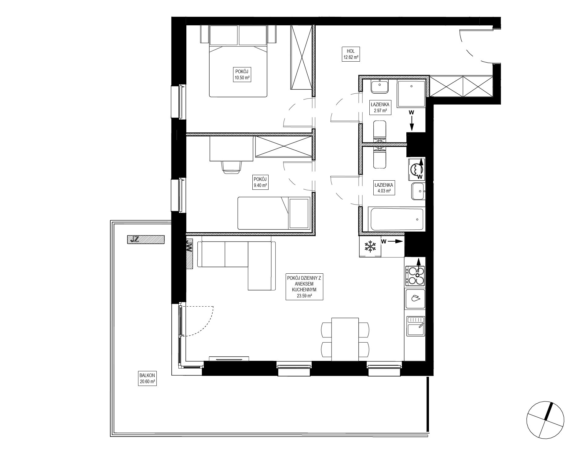Plan 3 pok. 63m²