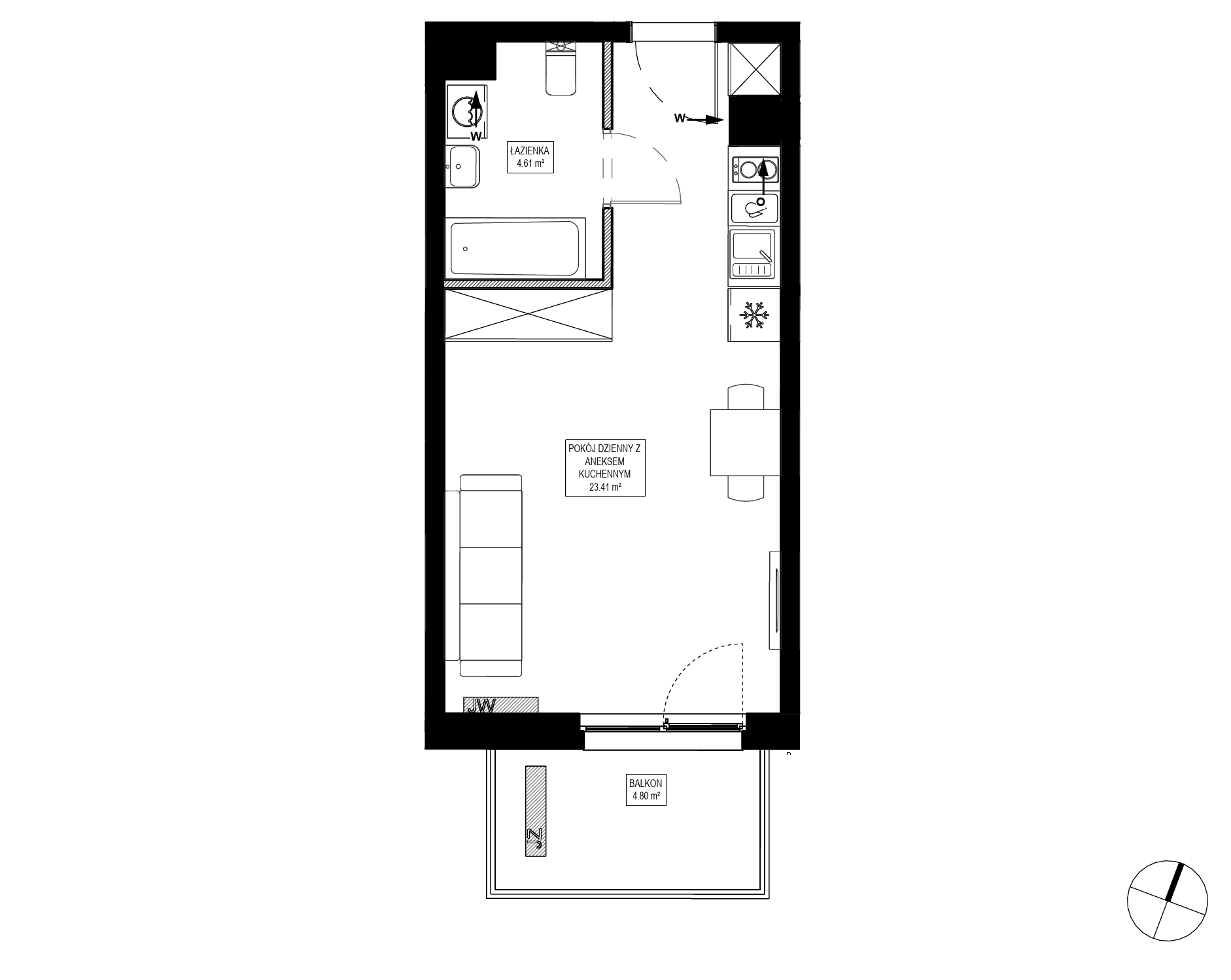 Plan 1 pok. 28m²