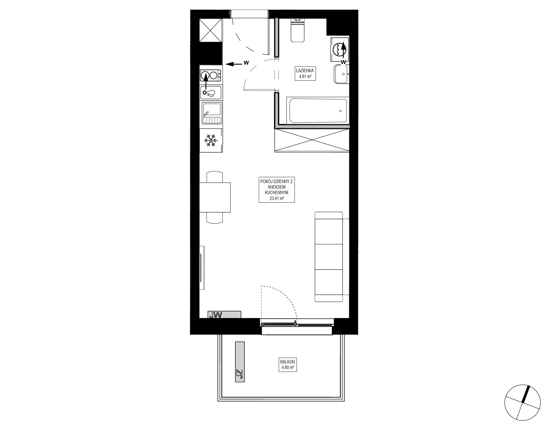 Plan 1 pok. 28m²