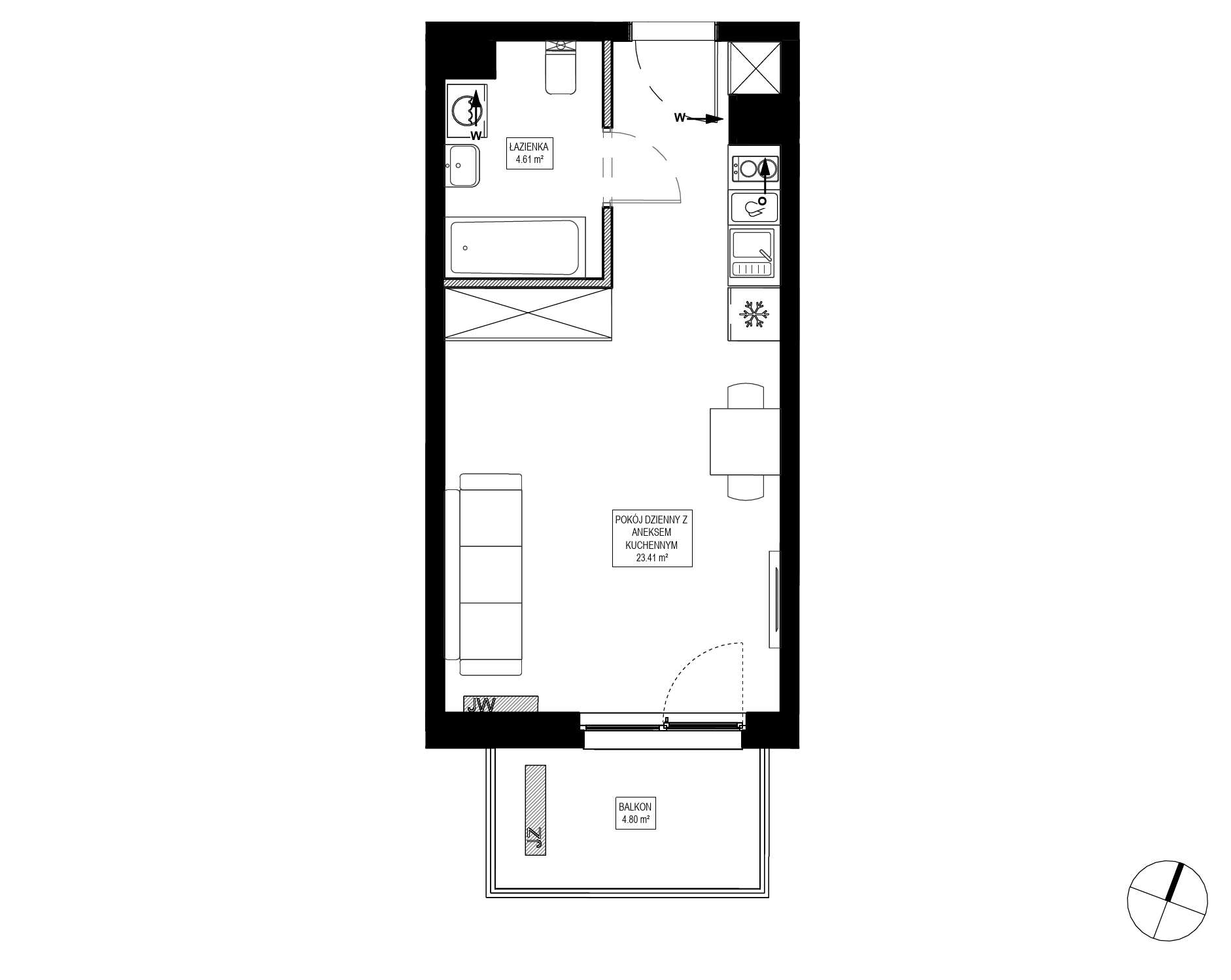 Plan 1 pok. 28m²