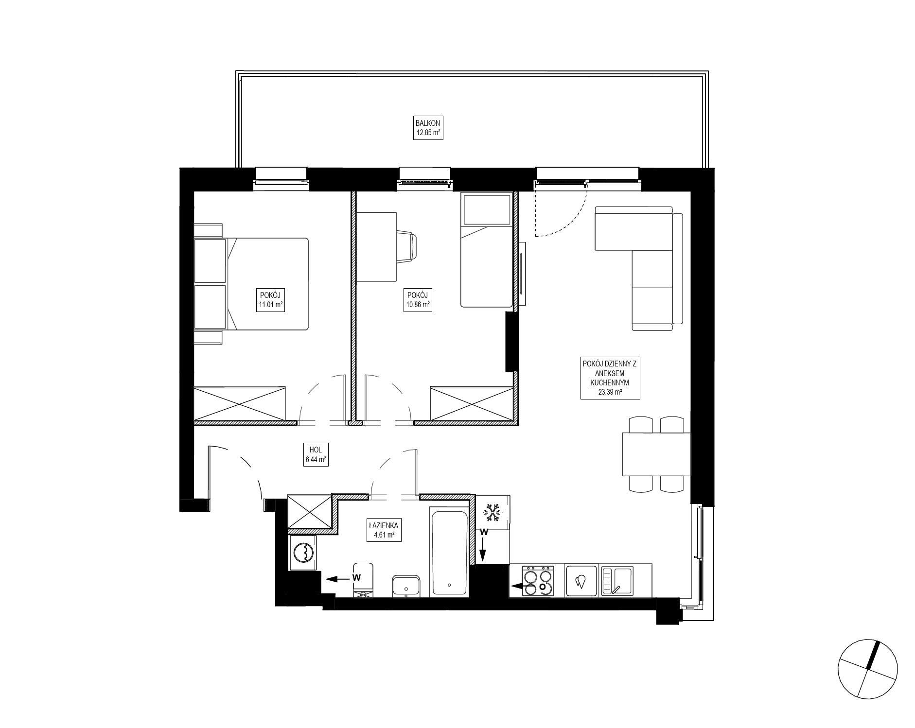 Plan 3 pok. 56m²